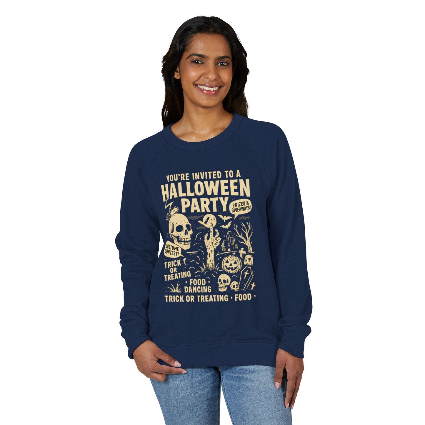 Halloween Party French Terry Raglan Crewneck