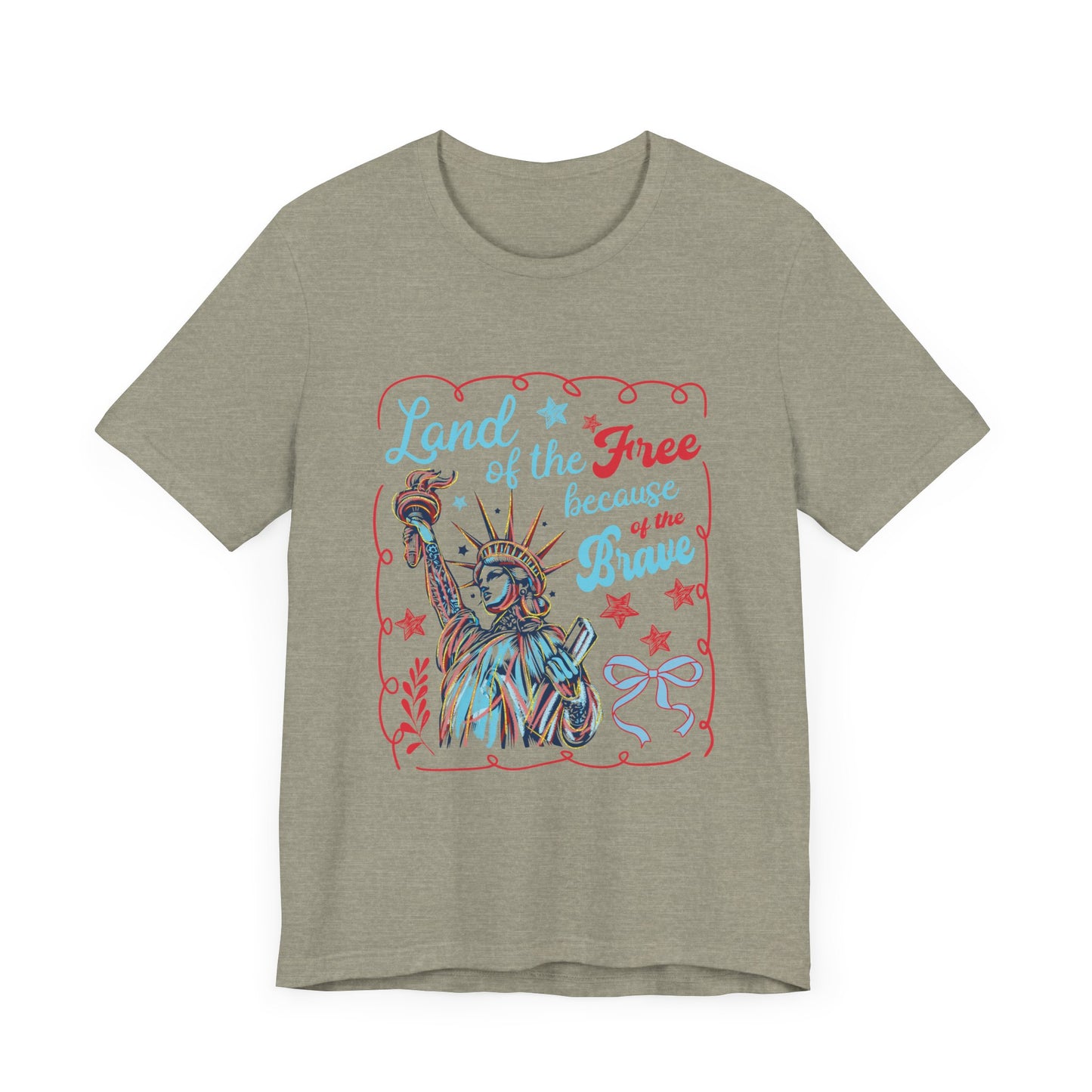 Land of the Free Because of the Brave Jersey Short Sleeve Tee