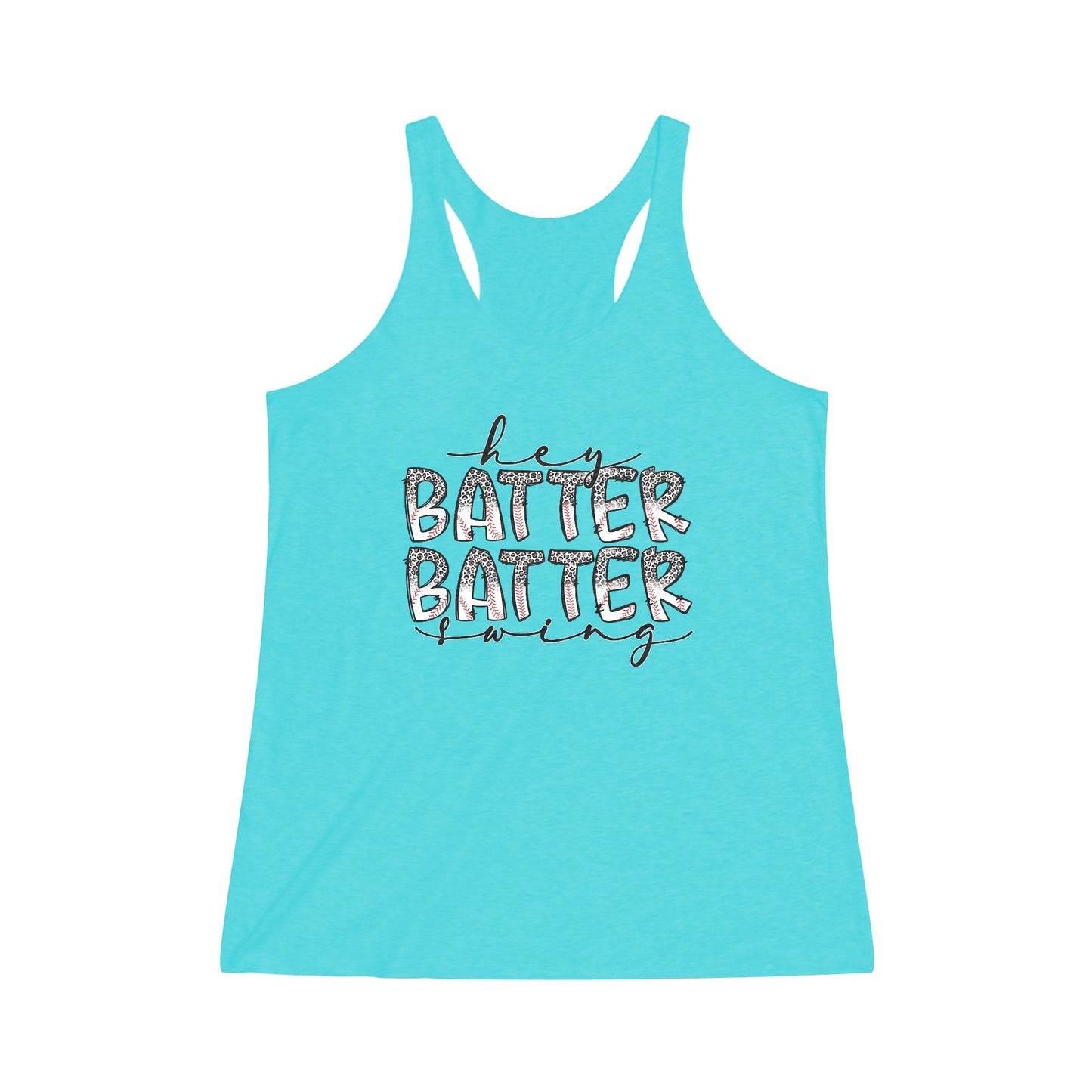 Hey Batter Batter Swing Women's Tri-Blend Racerback Tank