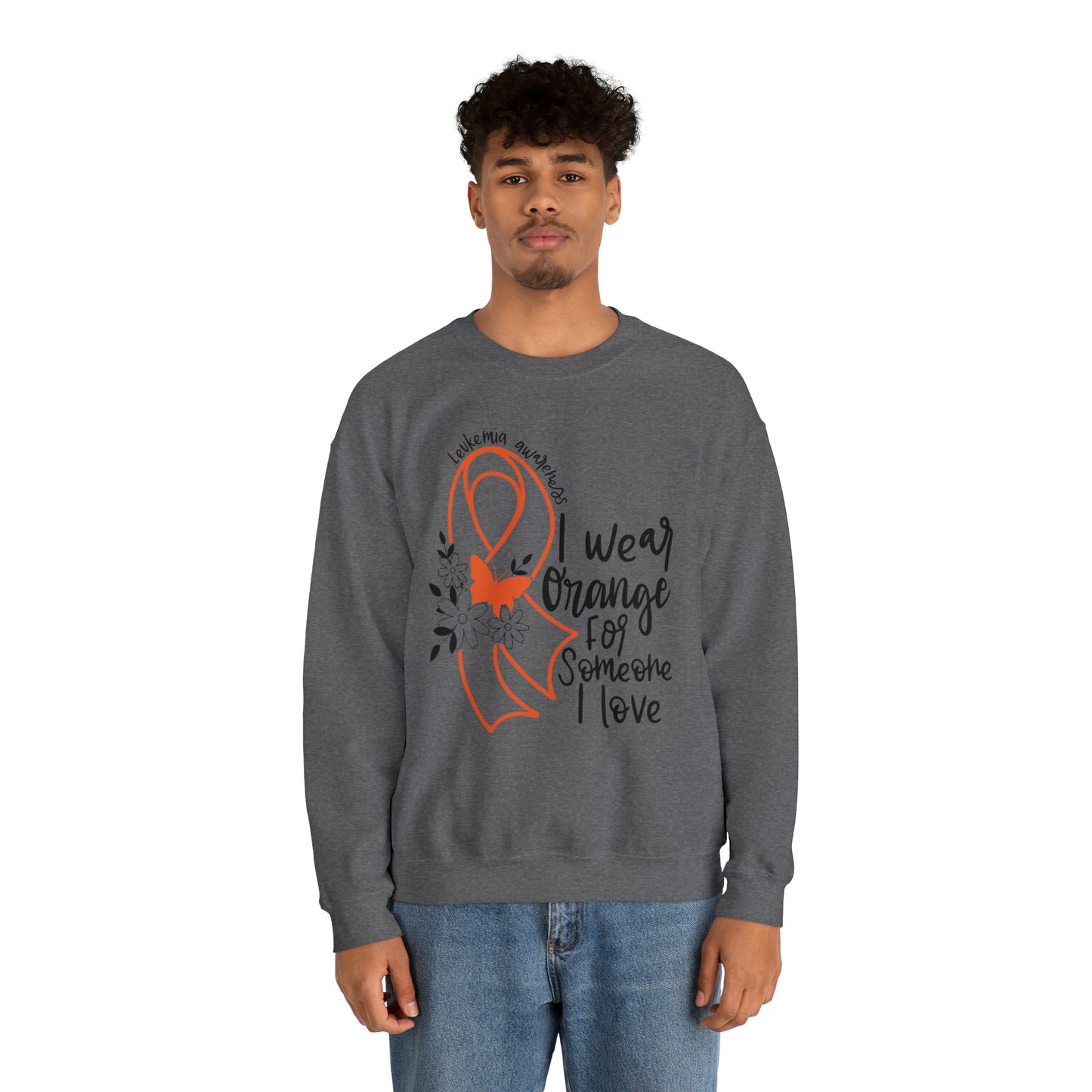 I Wear Orange Leukemia Awareness Heavy Blend™ Crewneck Sweatshirt
