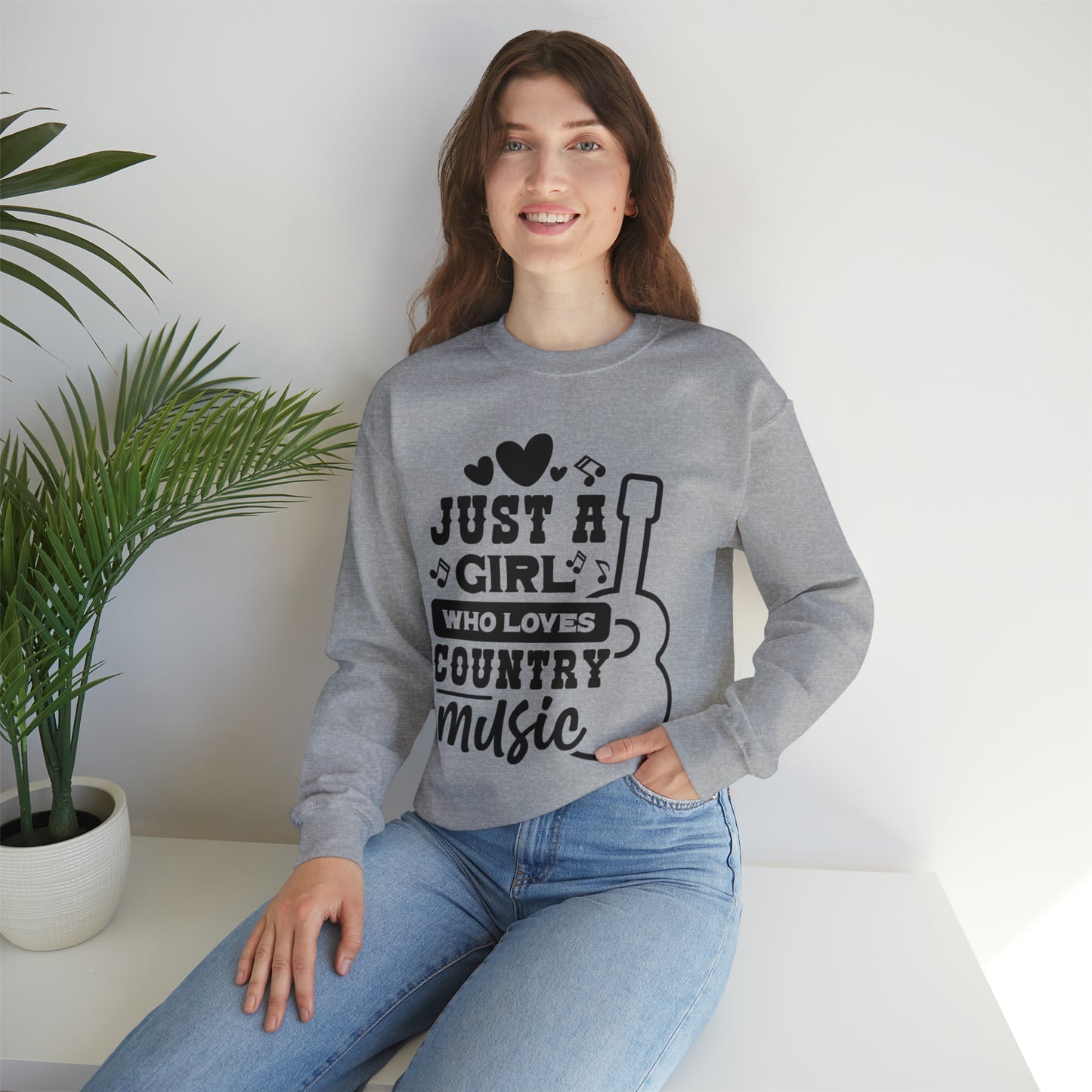 Just a Girl Who Loves Country Music Heavy Blend™ Crewneck Sweatshirt