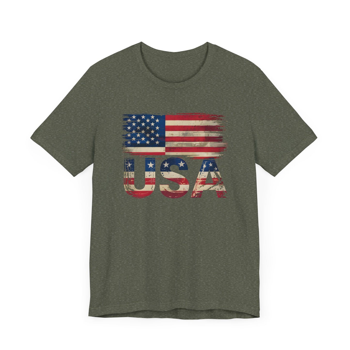 Distressed USA Jersey Short Sleeve Tee