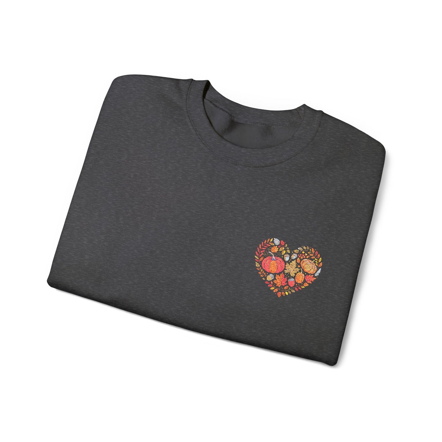 Embroidered Fall Heart Heavy Blend™ Crewneck Sweatshirt