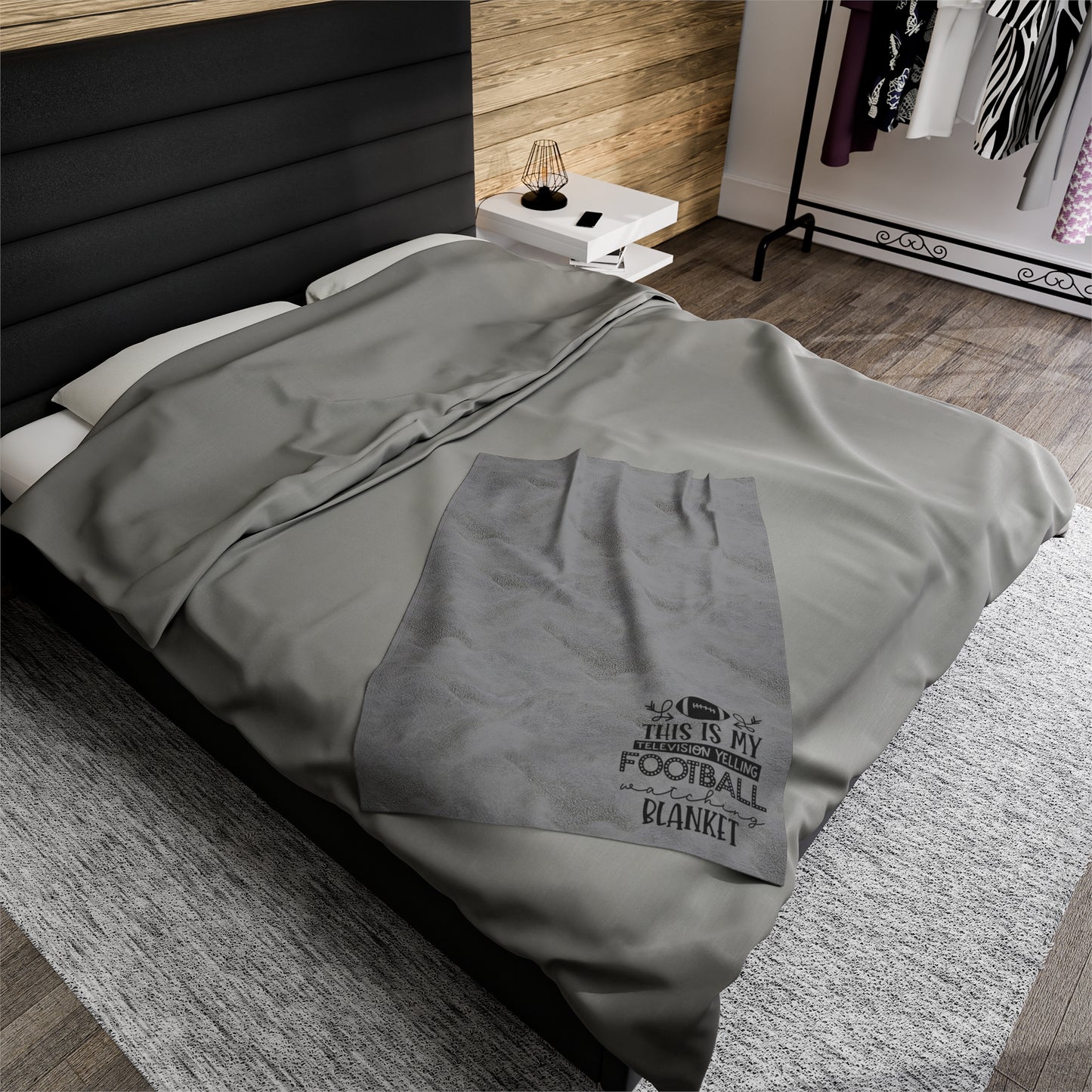 Football Watching Velveteen Plush Blanket