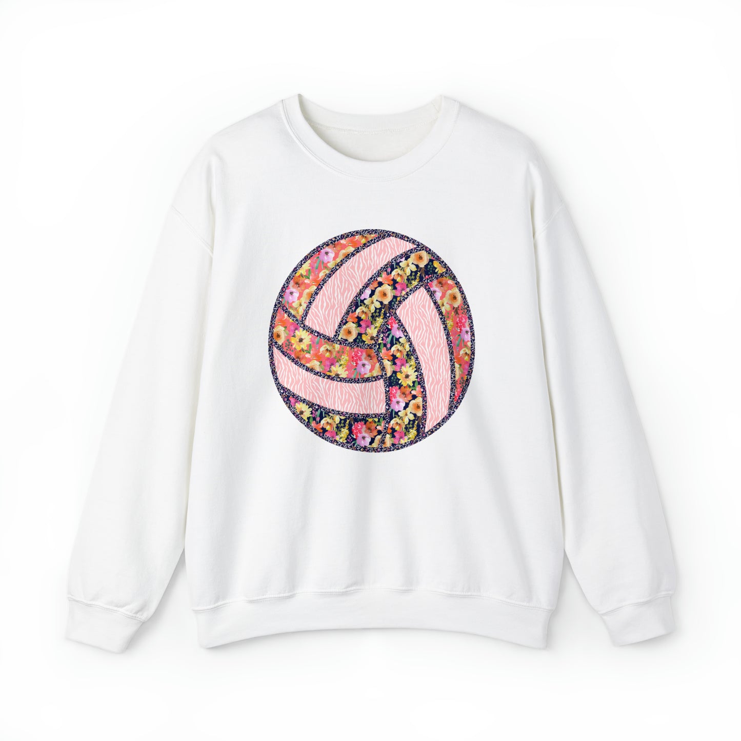 Floral Patchwork Volleyball Heavy Blend™ Crewneck Sweatshirt