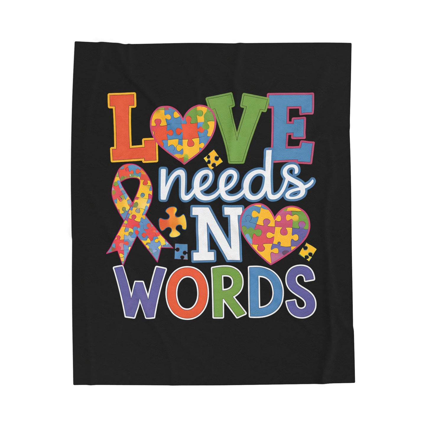 Love Needs No Words Autism Awareness Velveteen Plush Blanket