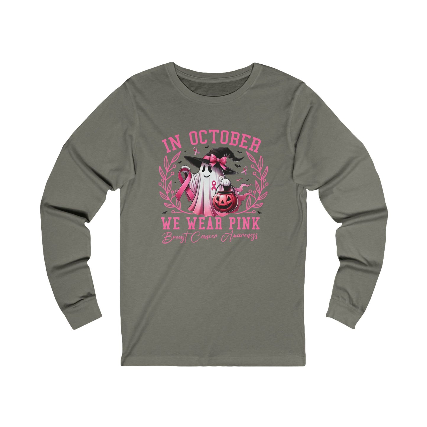 In October We Wear Pink Ghost Jersey Long Sleeve Tee
