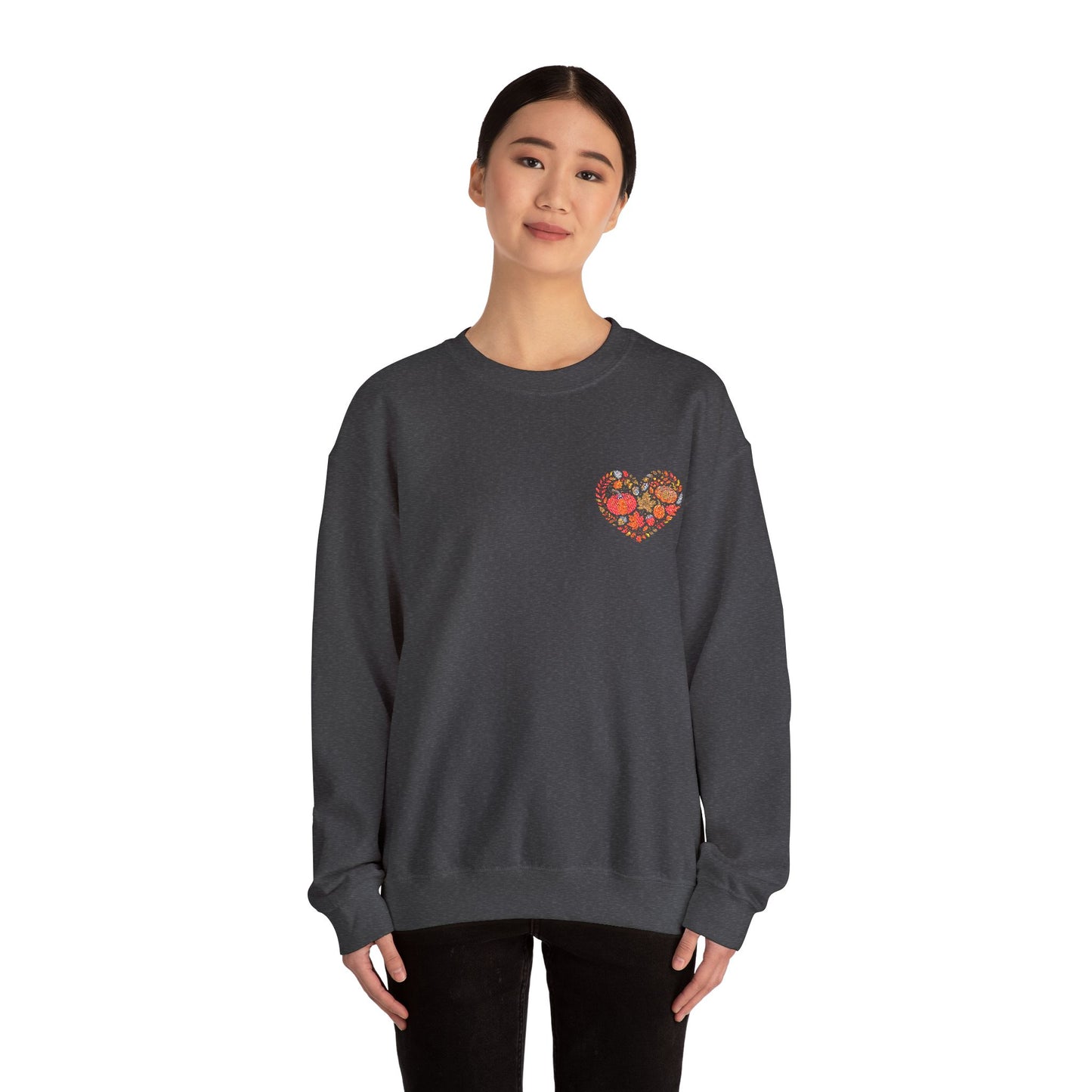 Embroidered Fall Heart Heavy Blend™ Crewneck Sweatshirt