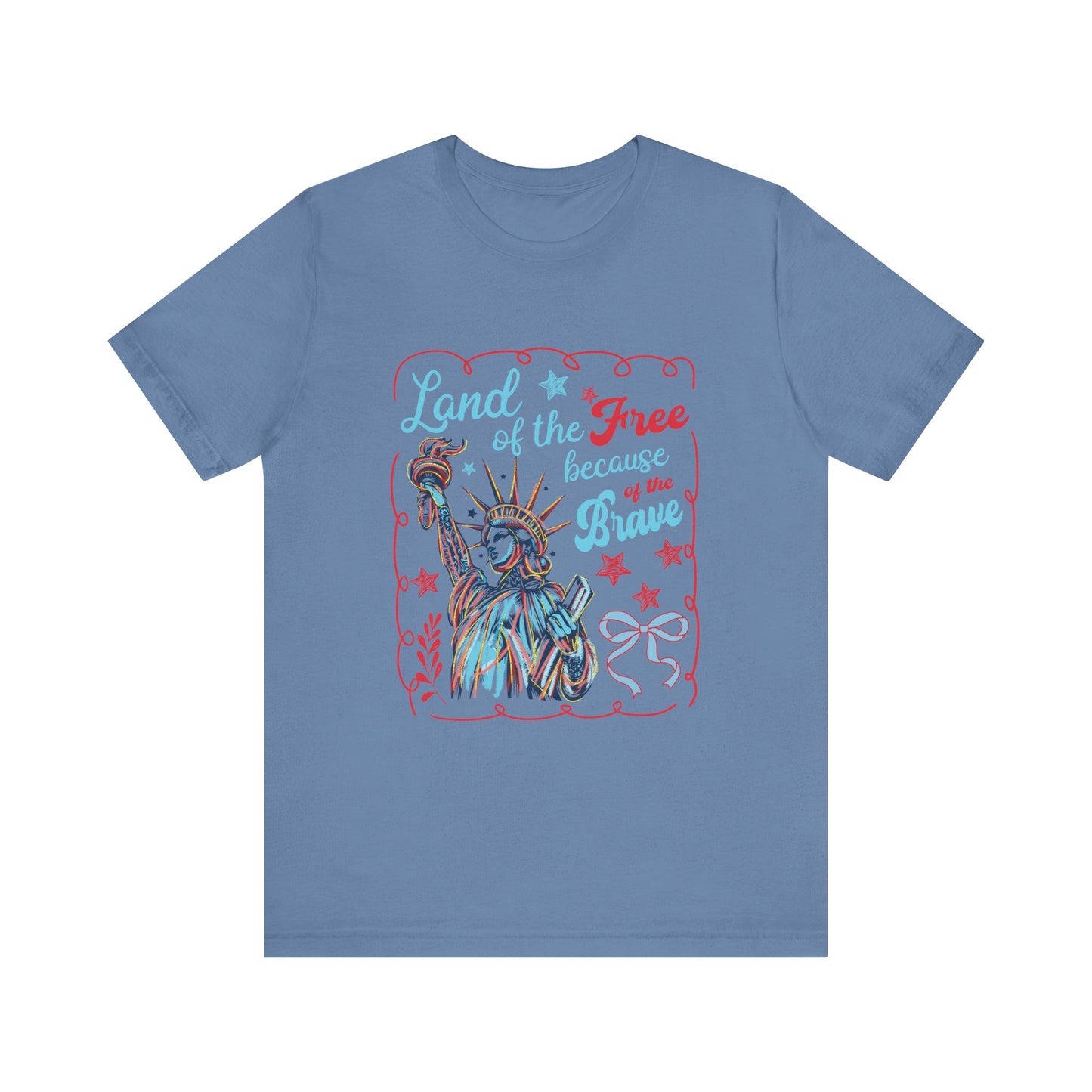 Land of the Free Because of the Brave Jersey Short Sleeve Tee