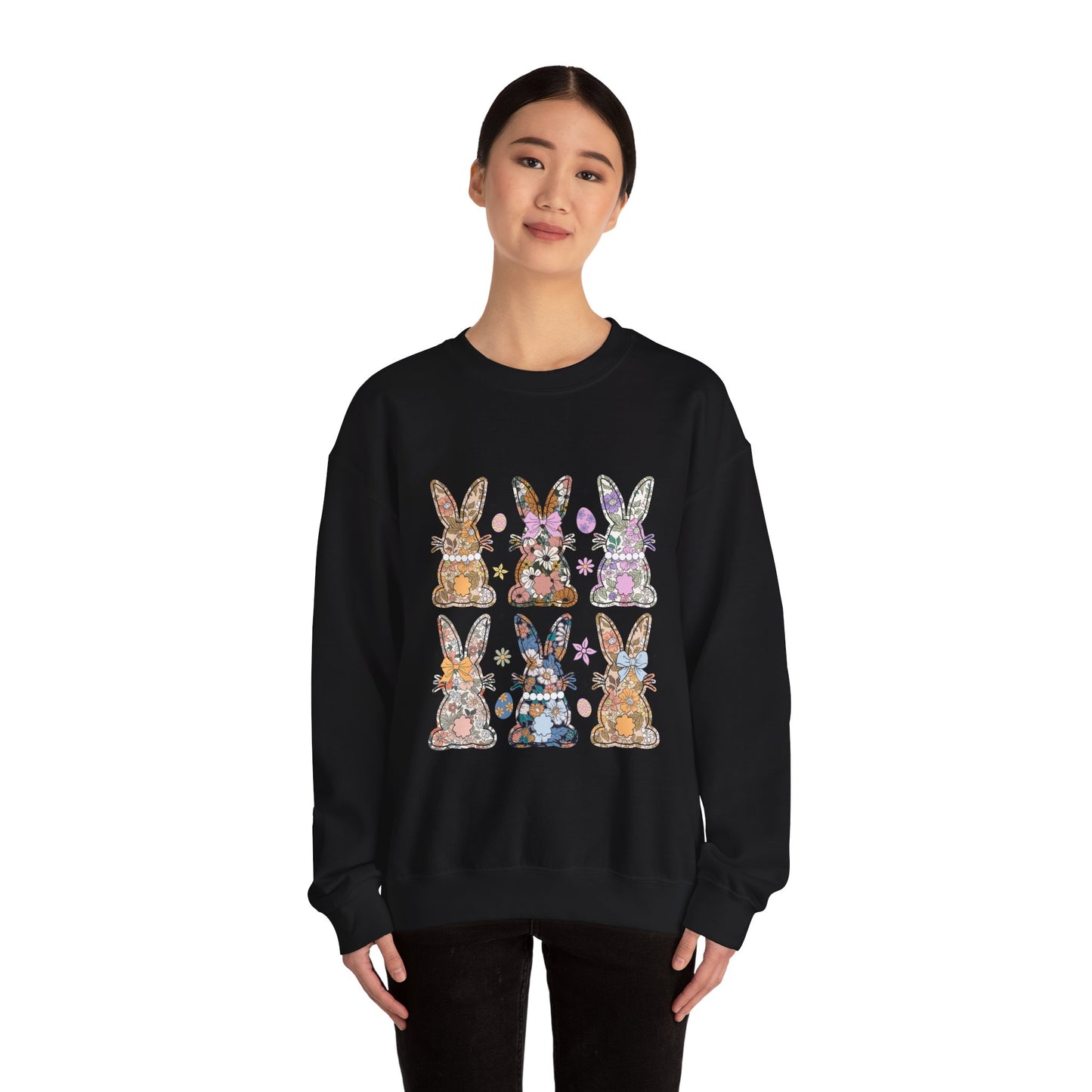 Floral Bunnies Heavy Blend™ Crewneck Sweatshirt