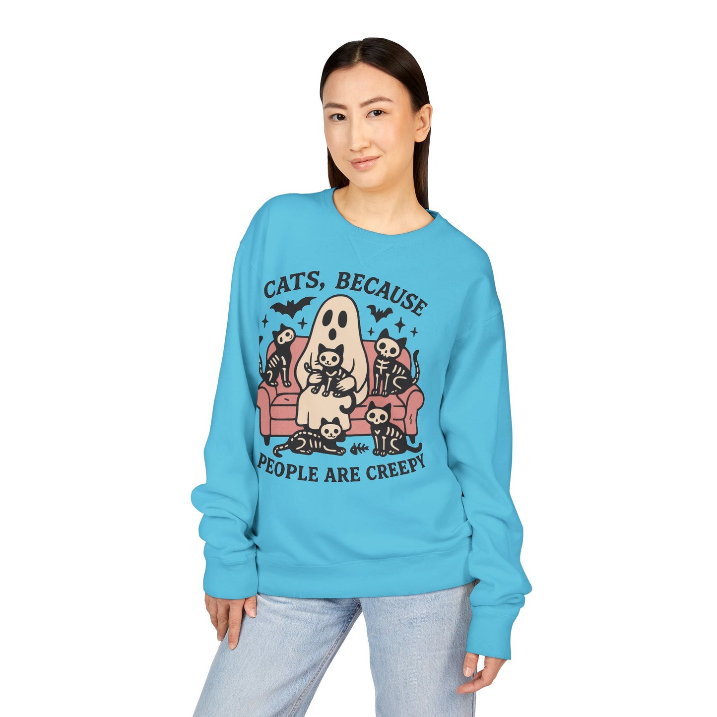 Cats Because People are Creepy ComfortWash® Garment Dyed Crewneck Sweatshirt
