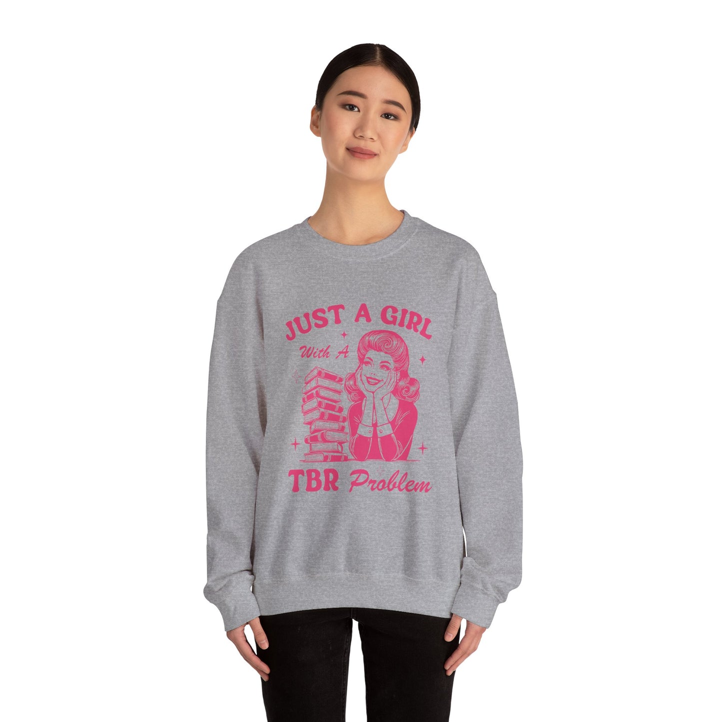 Just A Girl with A TBR Problem Heavy Blend™ Crewneck Sweatshirt