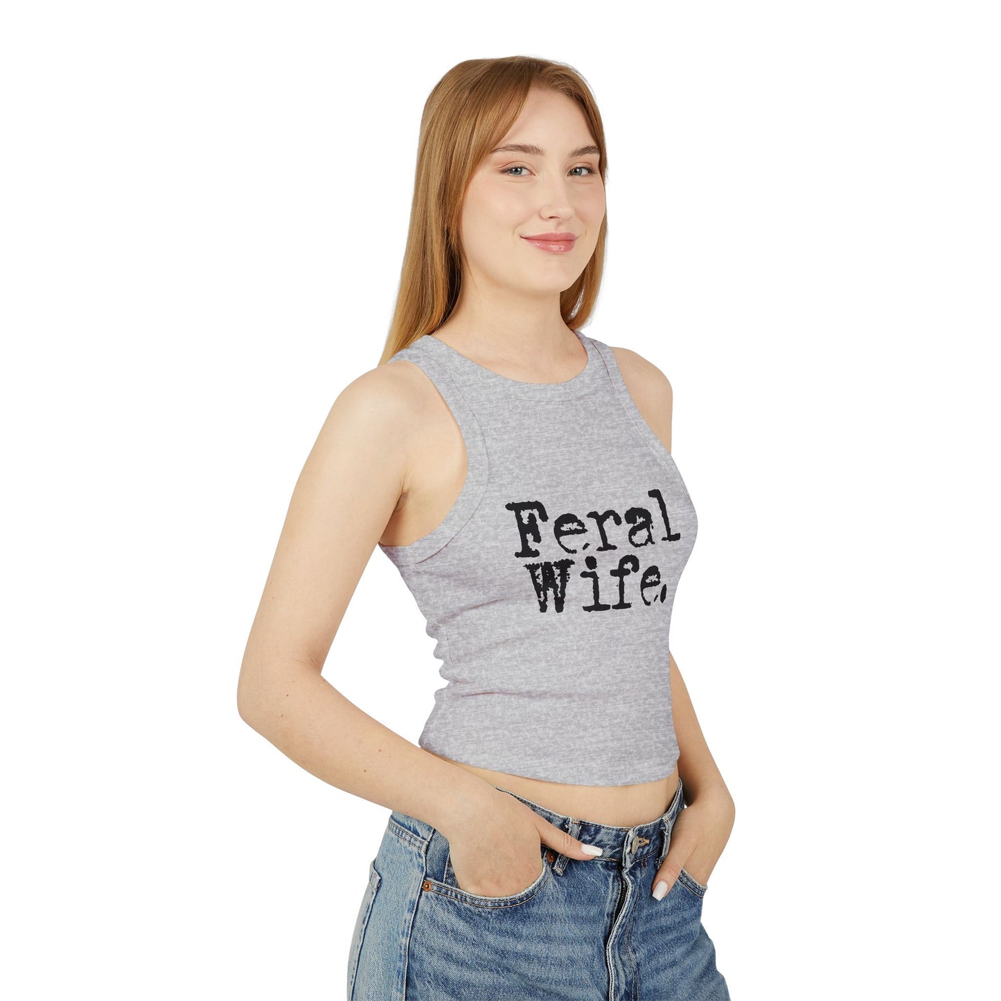Feral Wife Women's Micro Rib Racer Tank Top