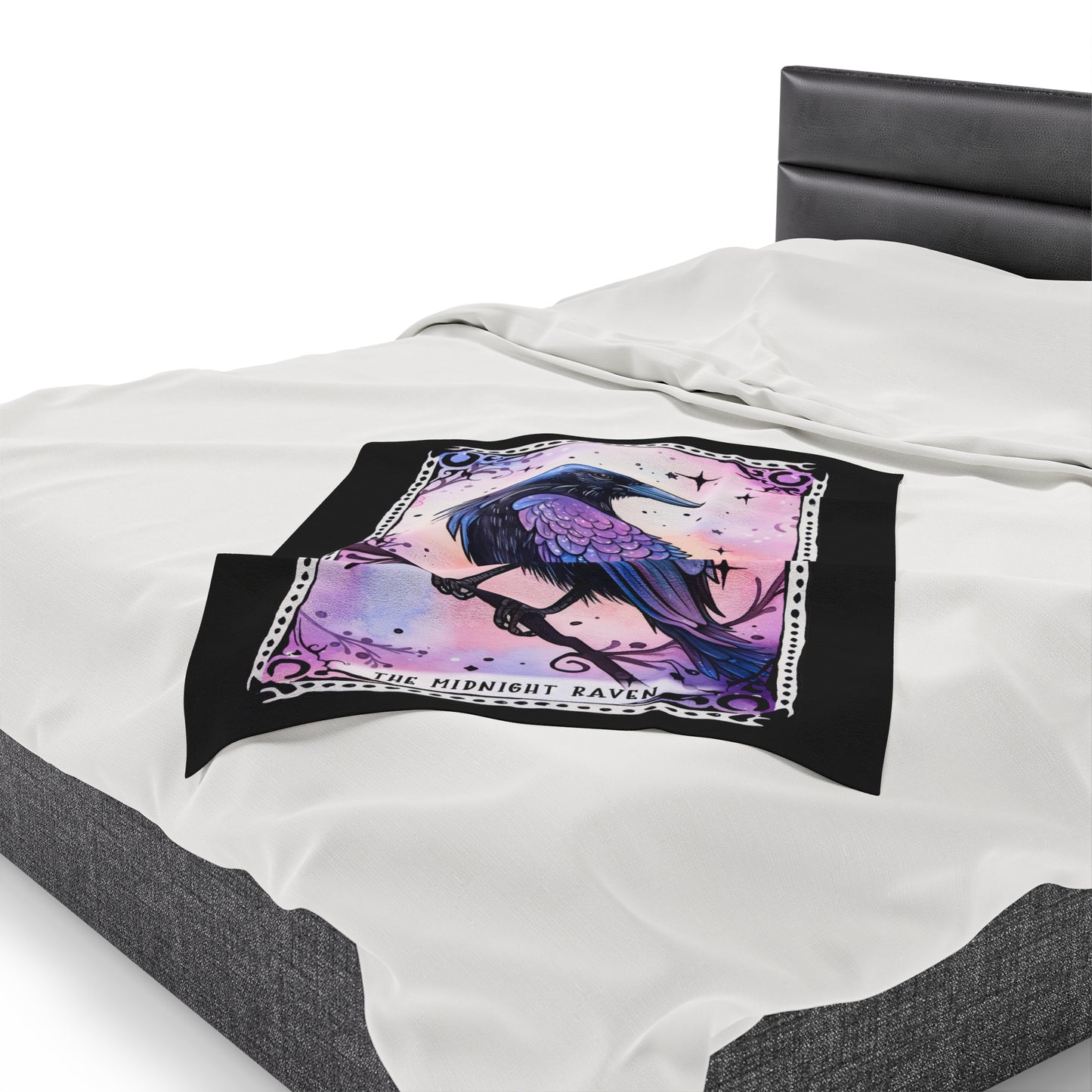 The Midnight Raven Tarot Card Velveteen Plush Blanket