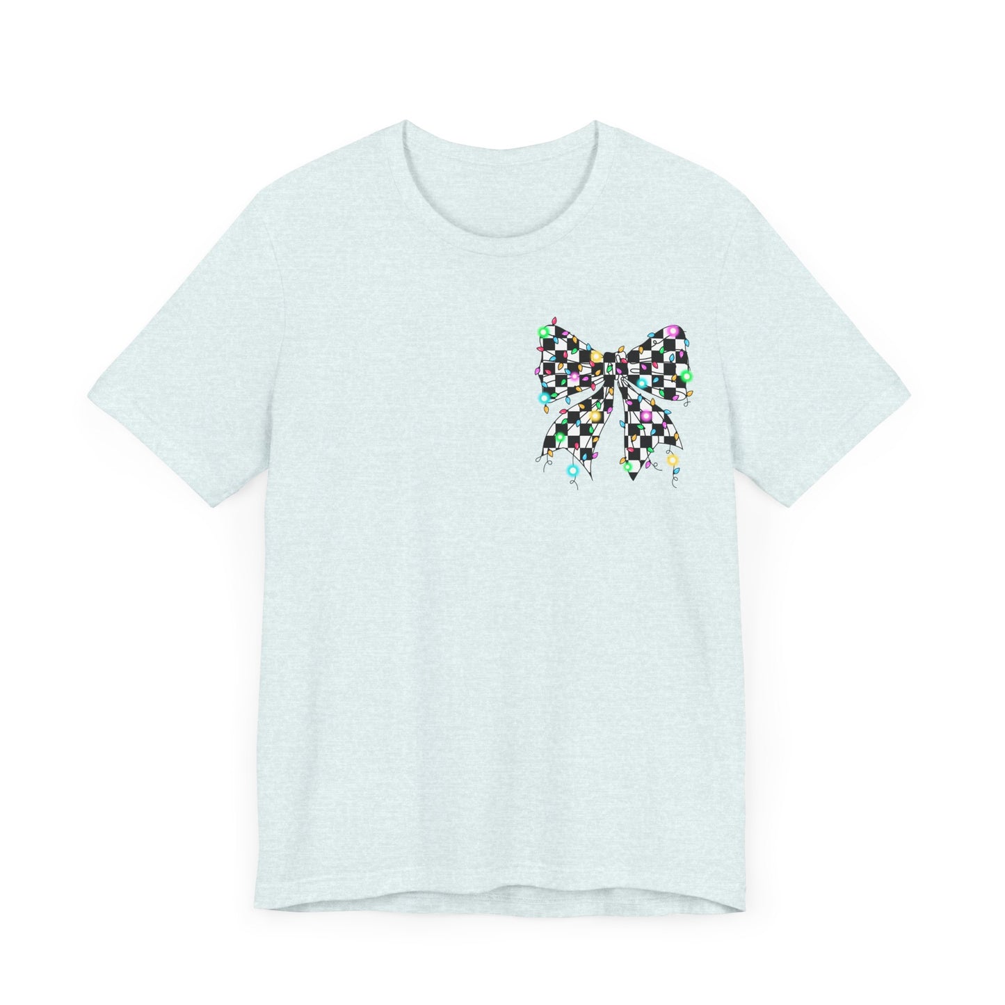 Checkered Lighted Bow Jersey Short Sleeve Tee