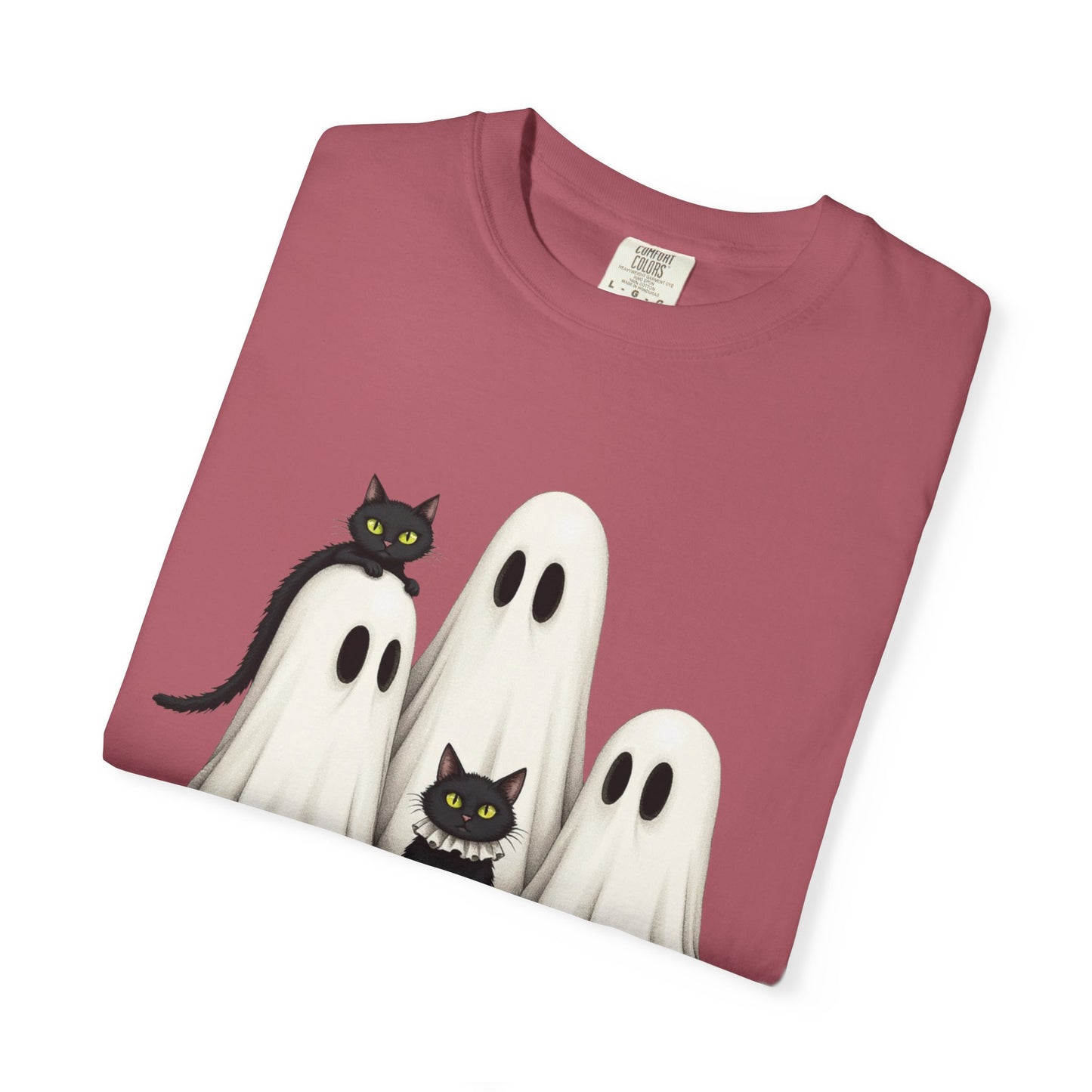 Black Cat and Ghosts Garment-Dyed T-shirt
