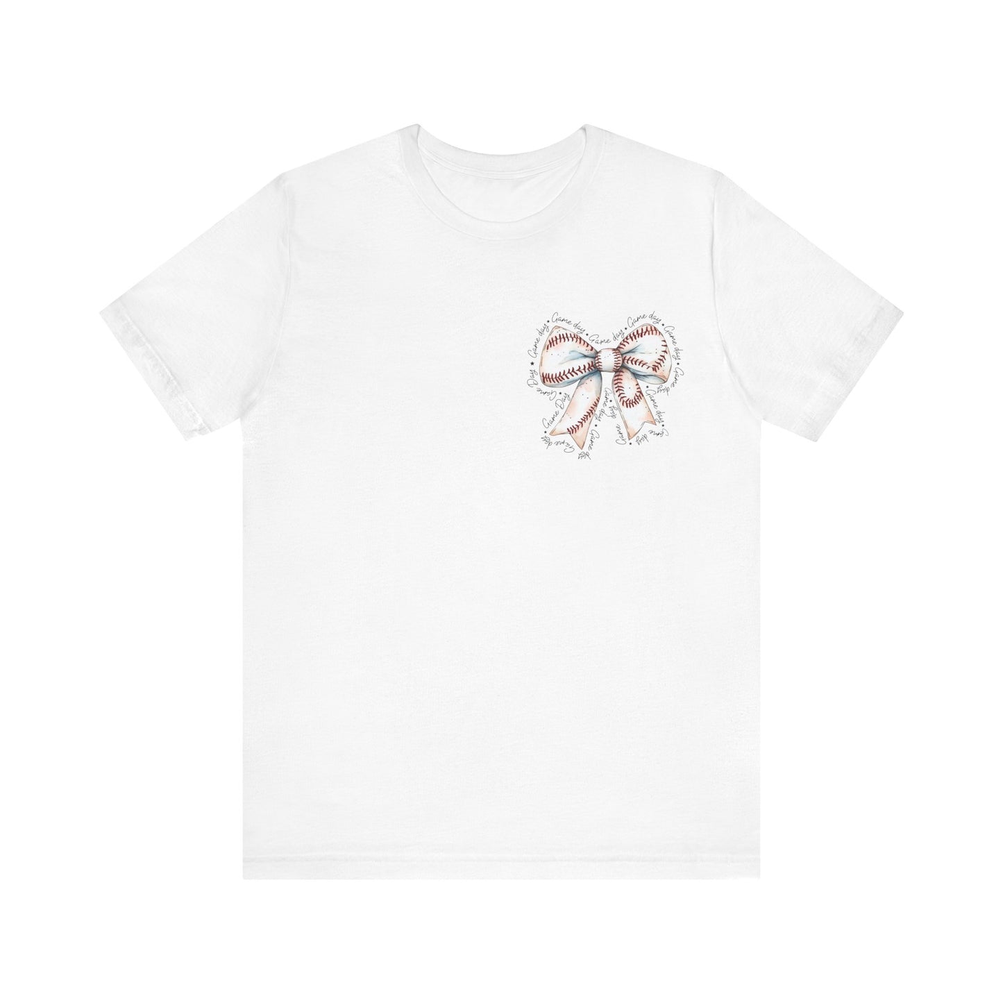 Baseball Game Day Bow Pocket Jersey Short Sleeve Tee