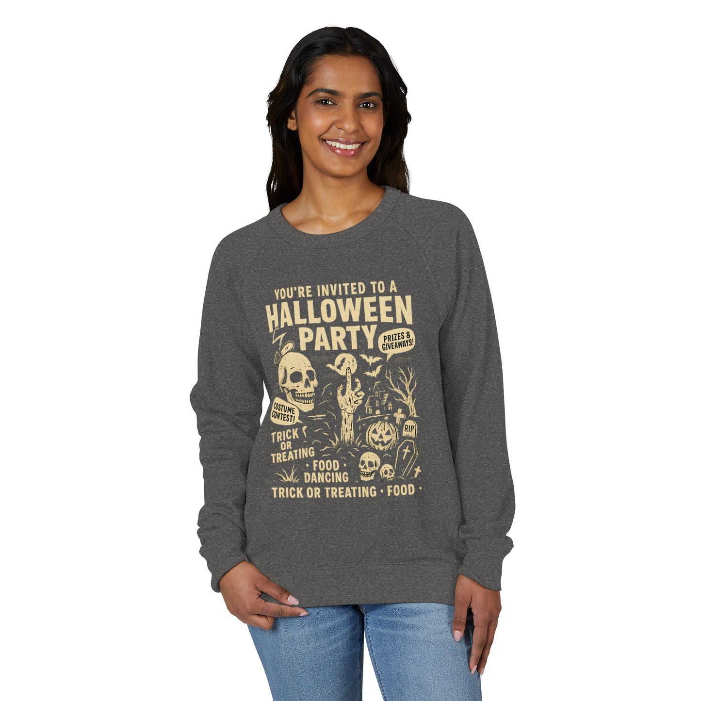 Halloween Party French Terry Raglan Crewneck