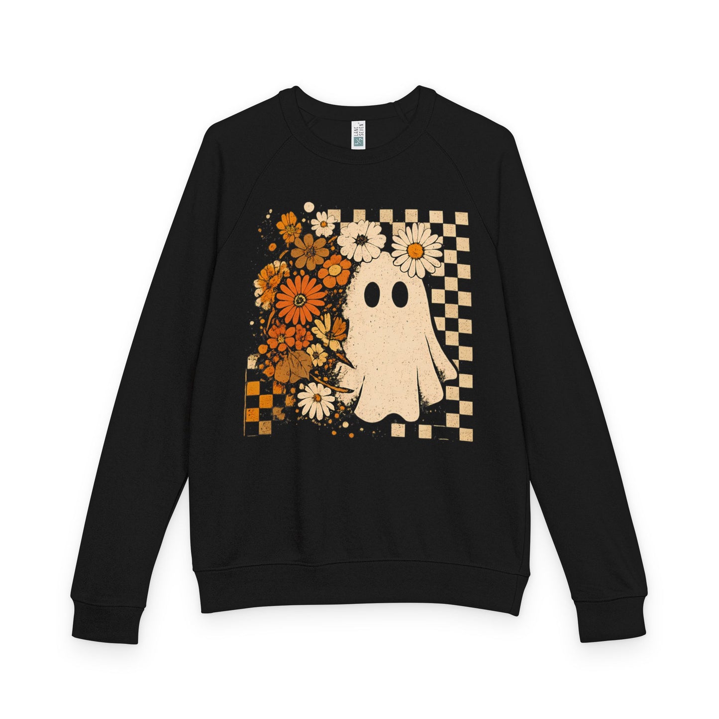 Checkered Ghost French Terry Raglan Crewneck