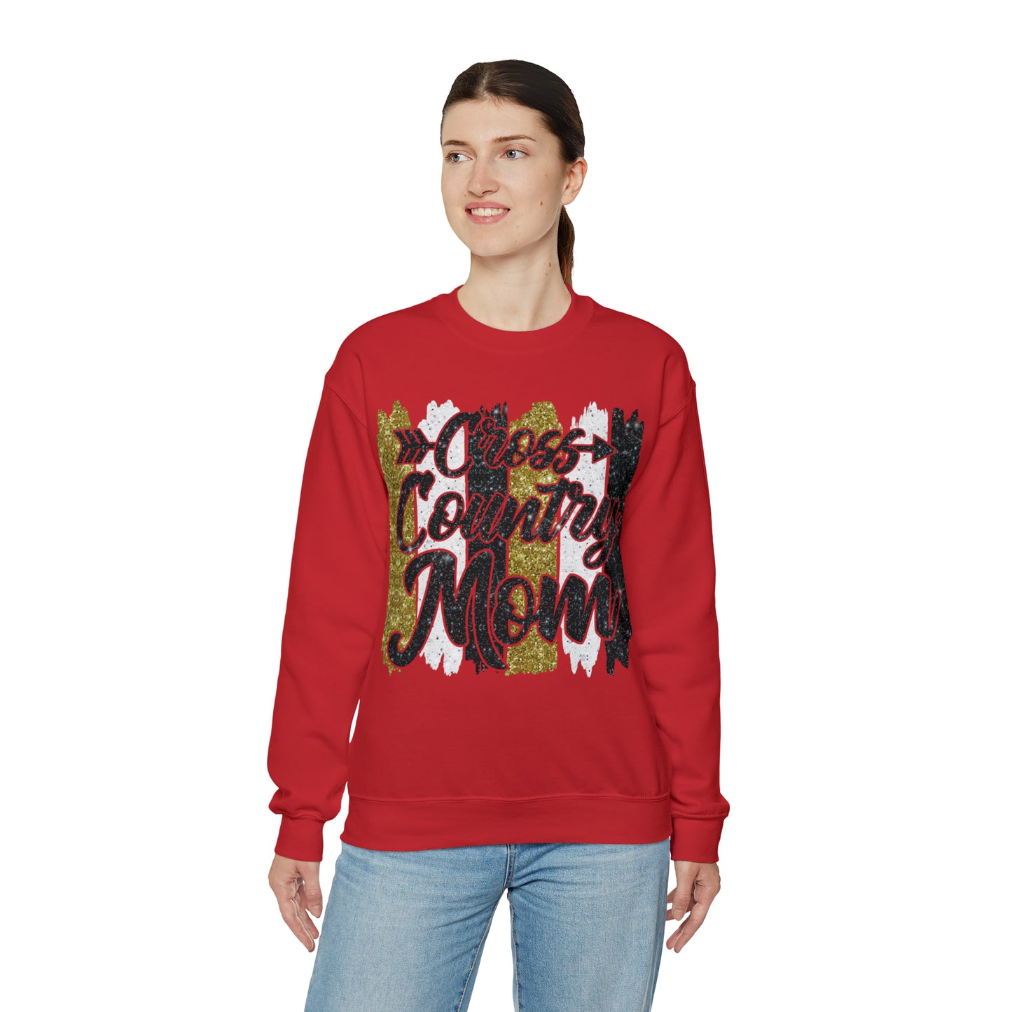 Glitter Cross Country Mom Heavy Blend™ Crewneck Sweatshirt