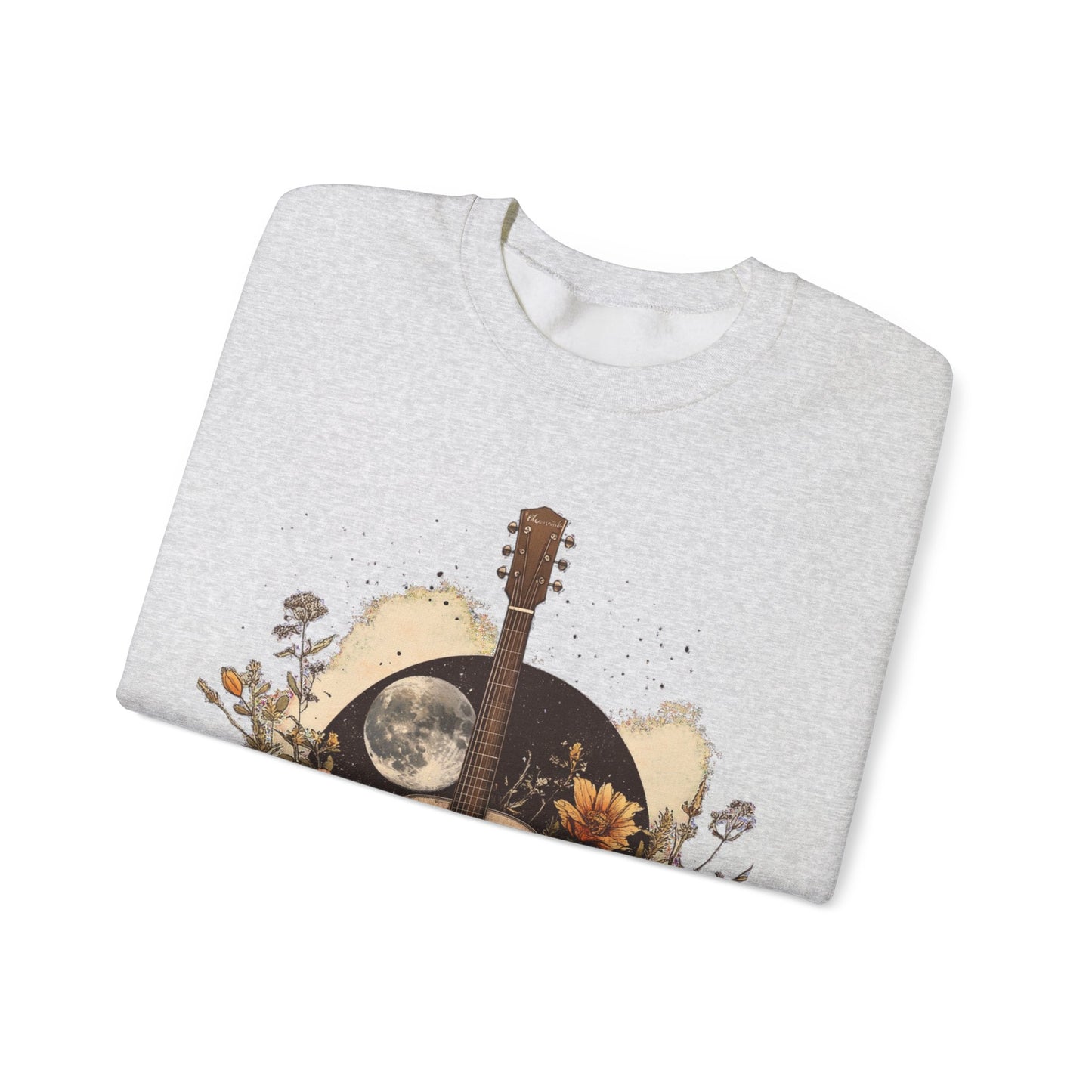 Moon and Guitar Heavy Blend™ Crewneck Sweatshirt