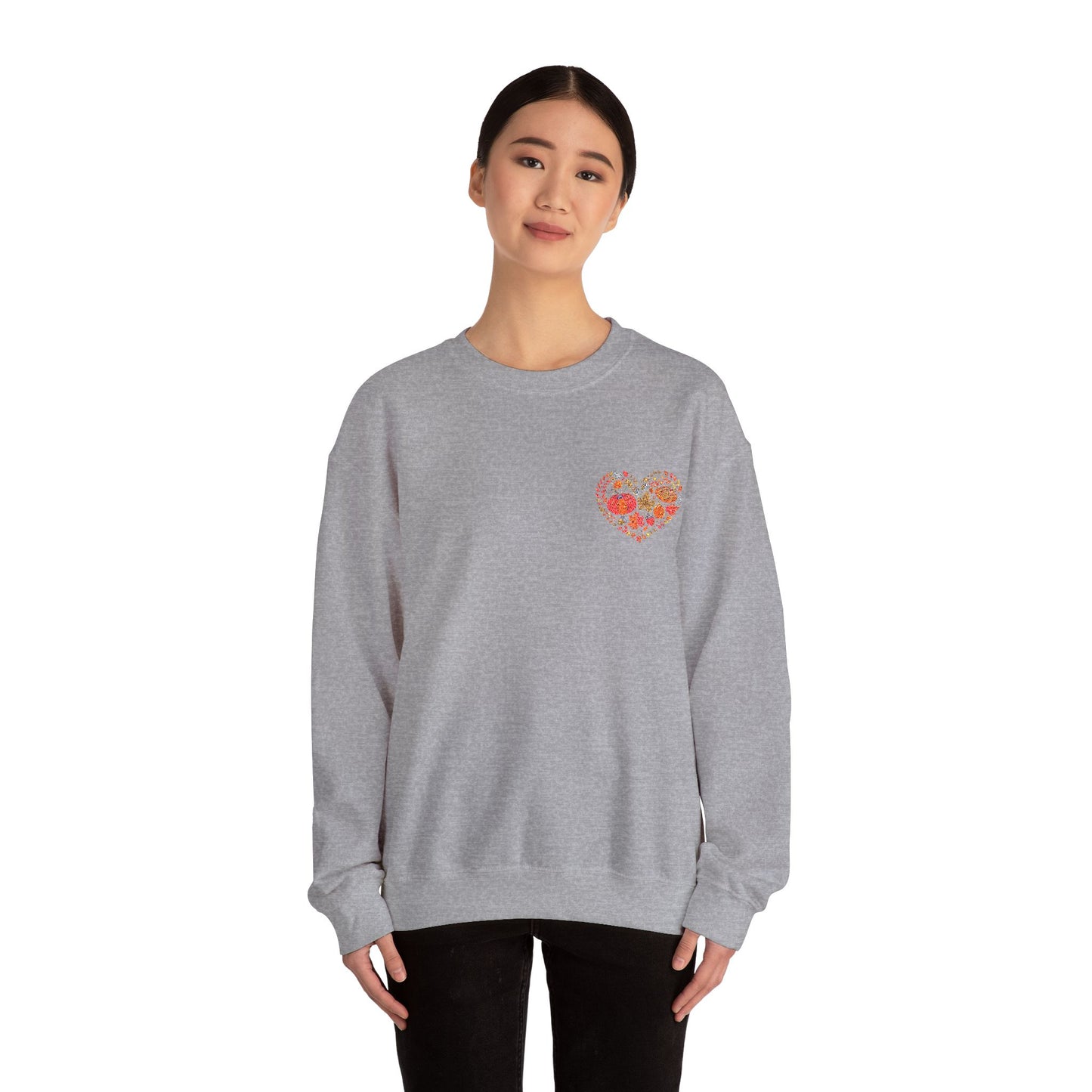 Embroidered Fall Heart Heavy Blend™ Crewneck Sweatshirt