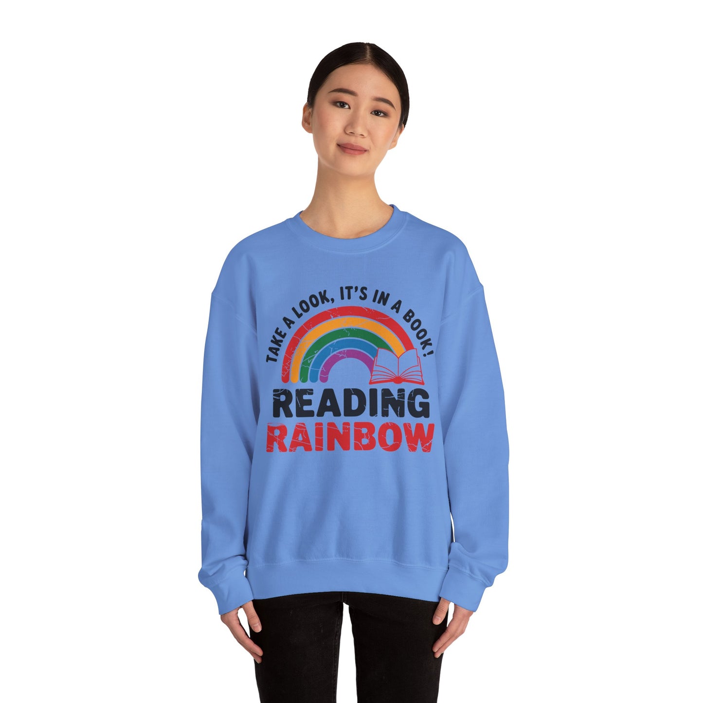 Retro Reading Rainbow Heavy Blend™ Crewneck Sweatshirt