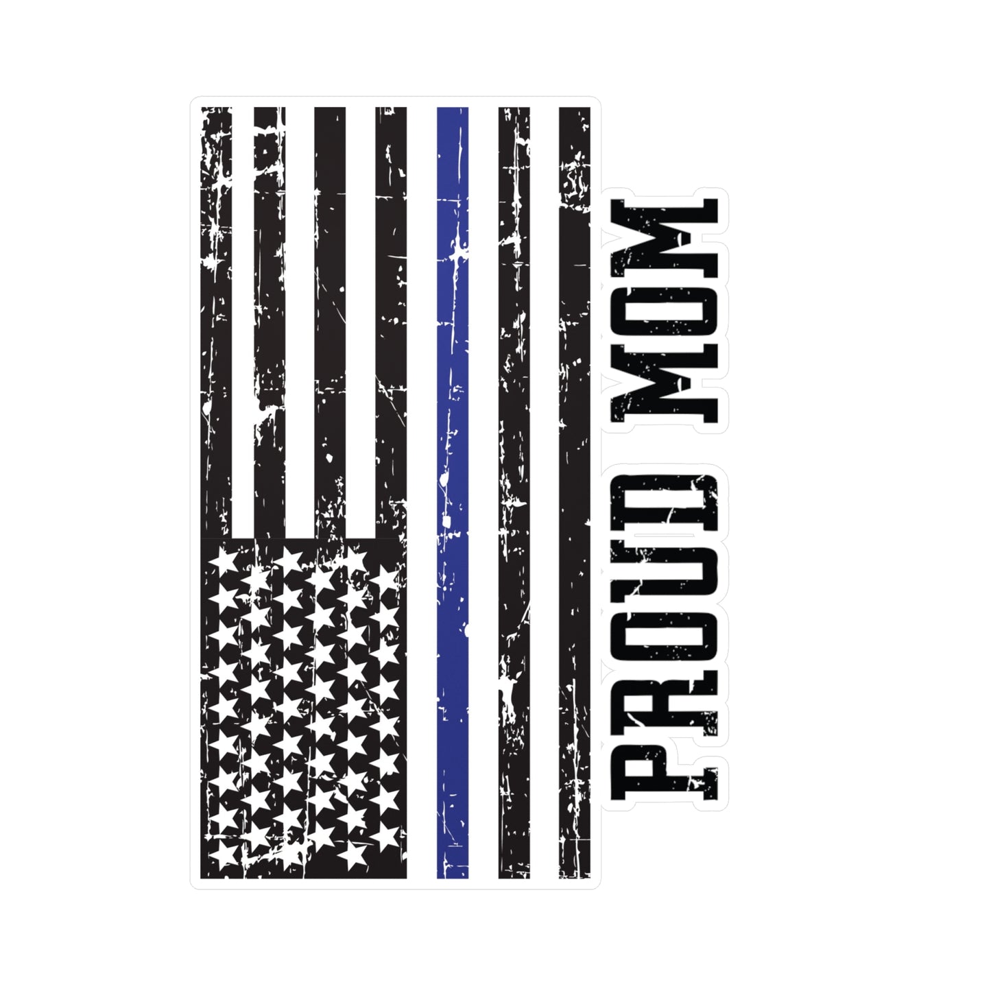 Proud Mom Blue Line Flag Kiss-Cut Vinyl Decals