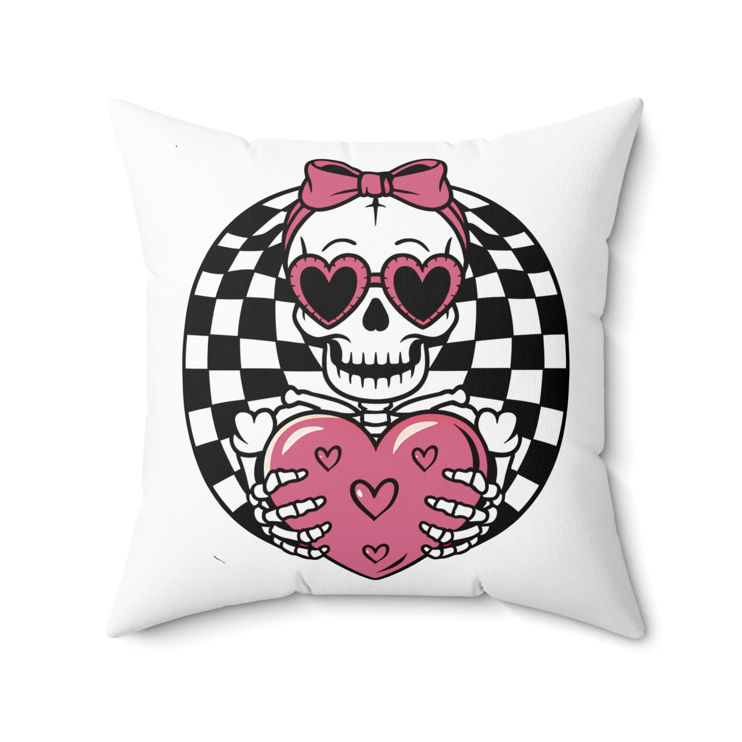 Retro Skellie Love Spun Polyester Square Pillow