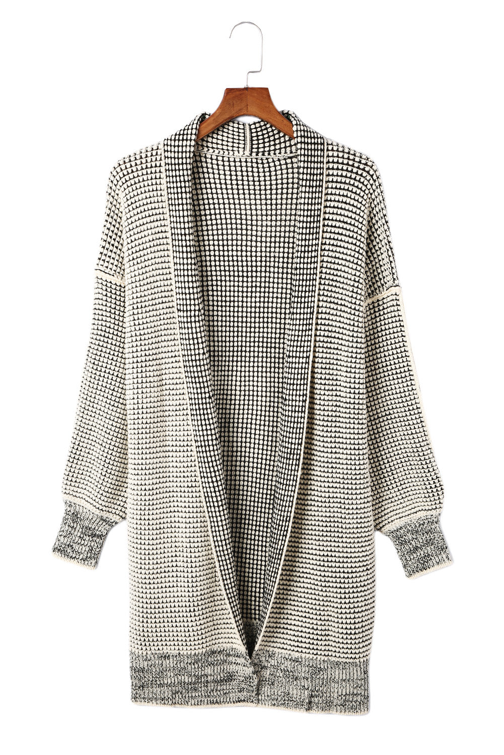 Apricot Chunky Waffle Knit Oversized Collar Cardigan