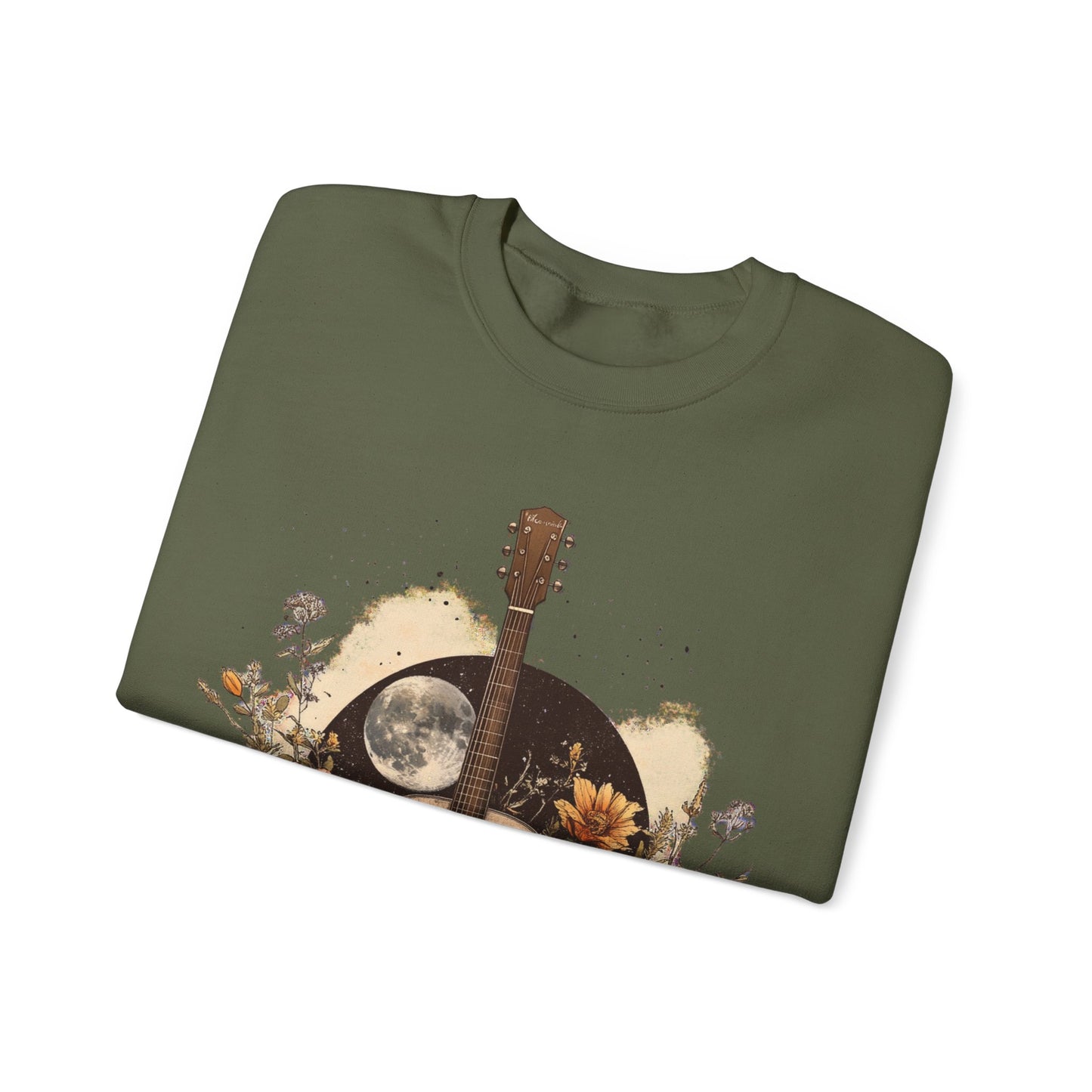 Moon and Guitar Heavy Blend™ Crewneck Sweatshirt
