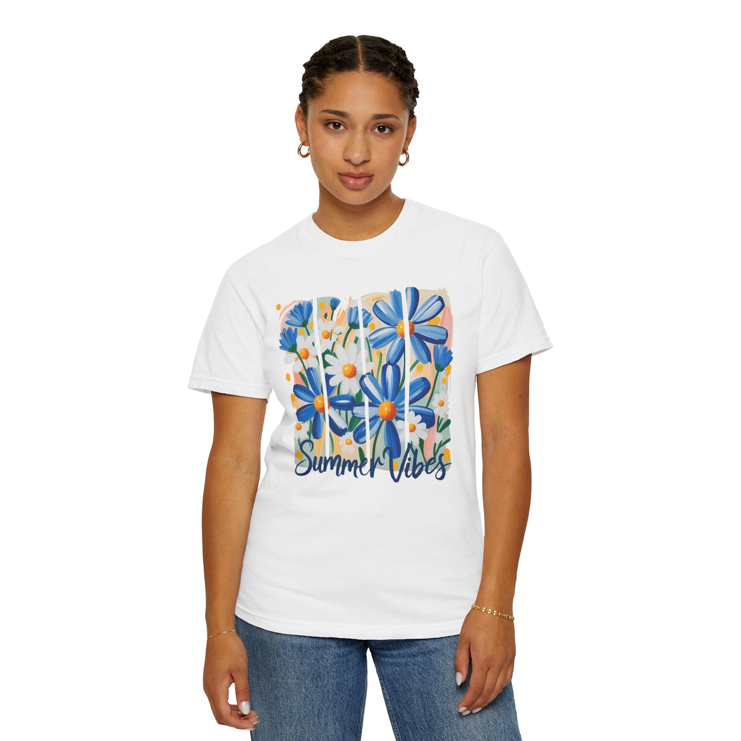 Blue Daisy Summer Vibes Garment-Dyed T-shirt