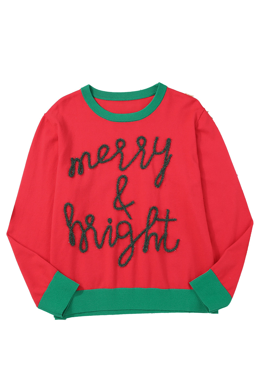 Black Plus Size Cheers Glitter Tinsel Short Sleeve Sweater