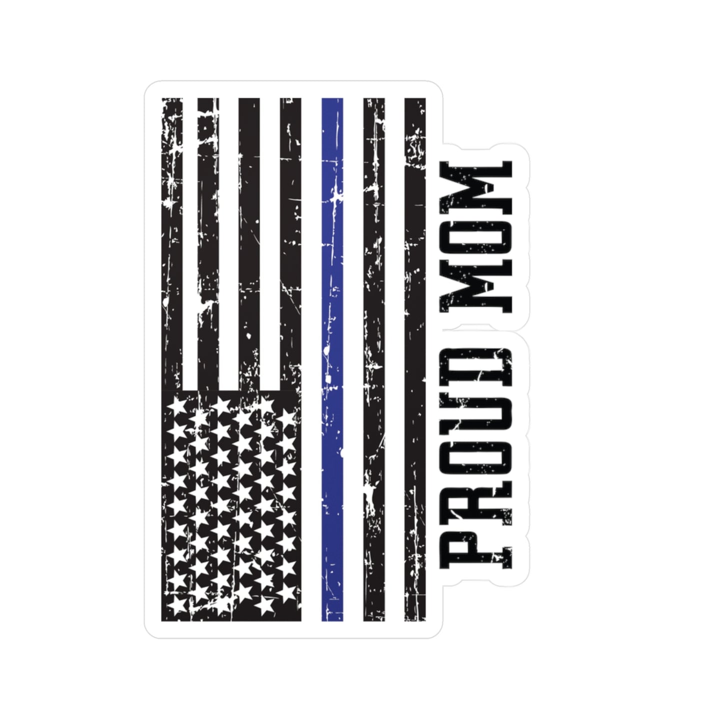 Proud Mom Blue Line Flag Kiss-Cut Vinyl Decals