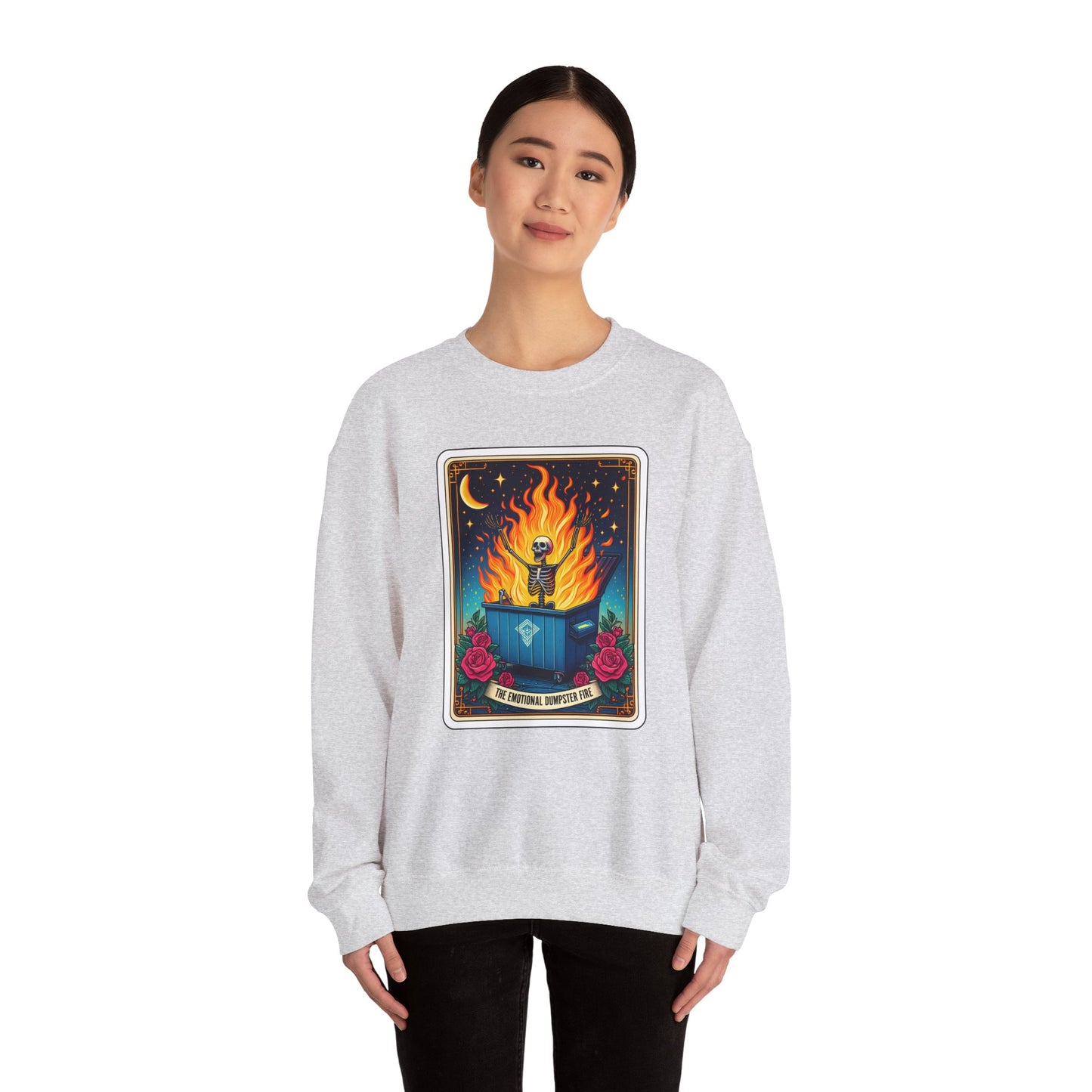Emotional Dumpster Fire Tarot Heavy Blend™ Crewneck Sweatshirt