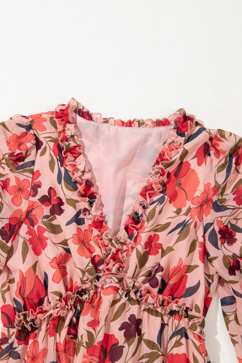 Violet V Neck Floral Print Empire Waist Maxi Dress