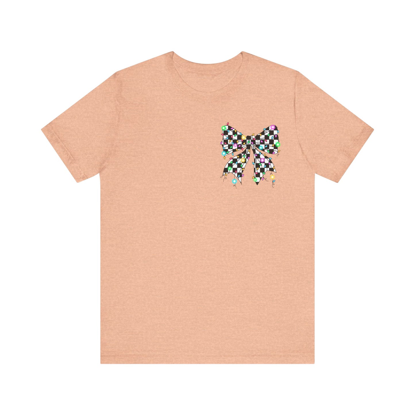 Checkered Lighted Bow Jersey Short Sleeve Tee