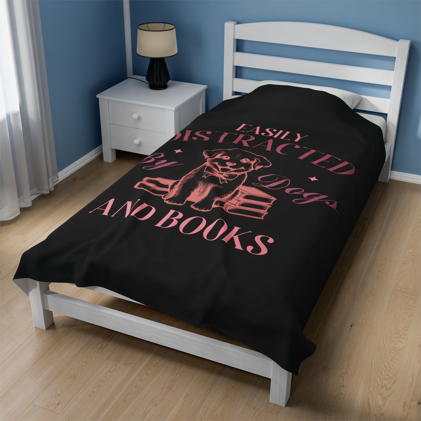 Dogs And Books Velveteen Plush Blanket