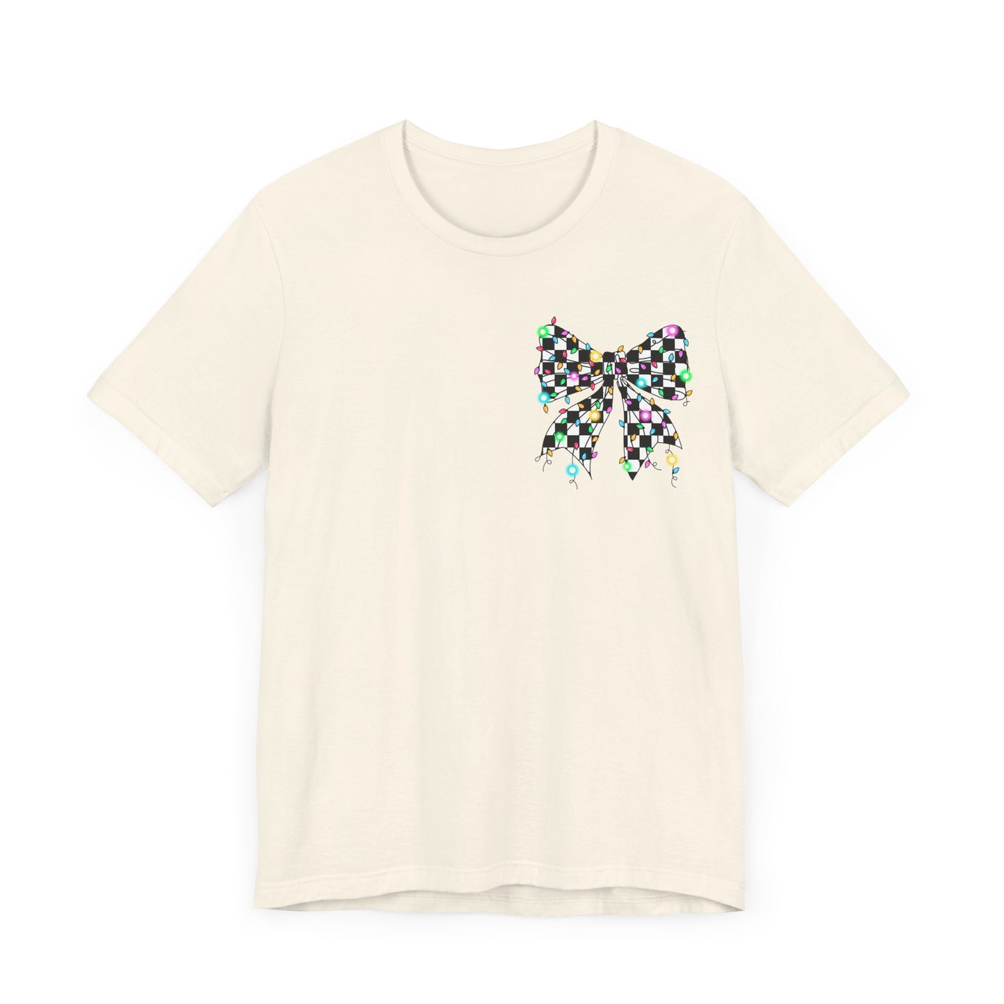 Checkered Lighted Bow Jersey Short Sleeve Tee