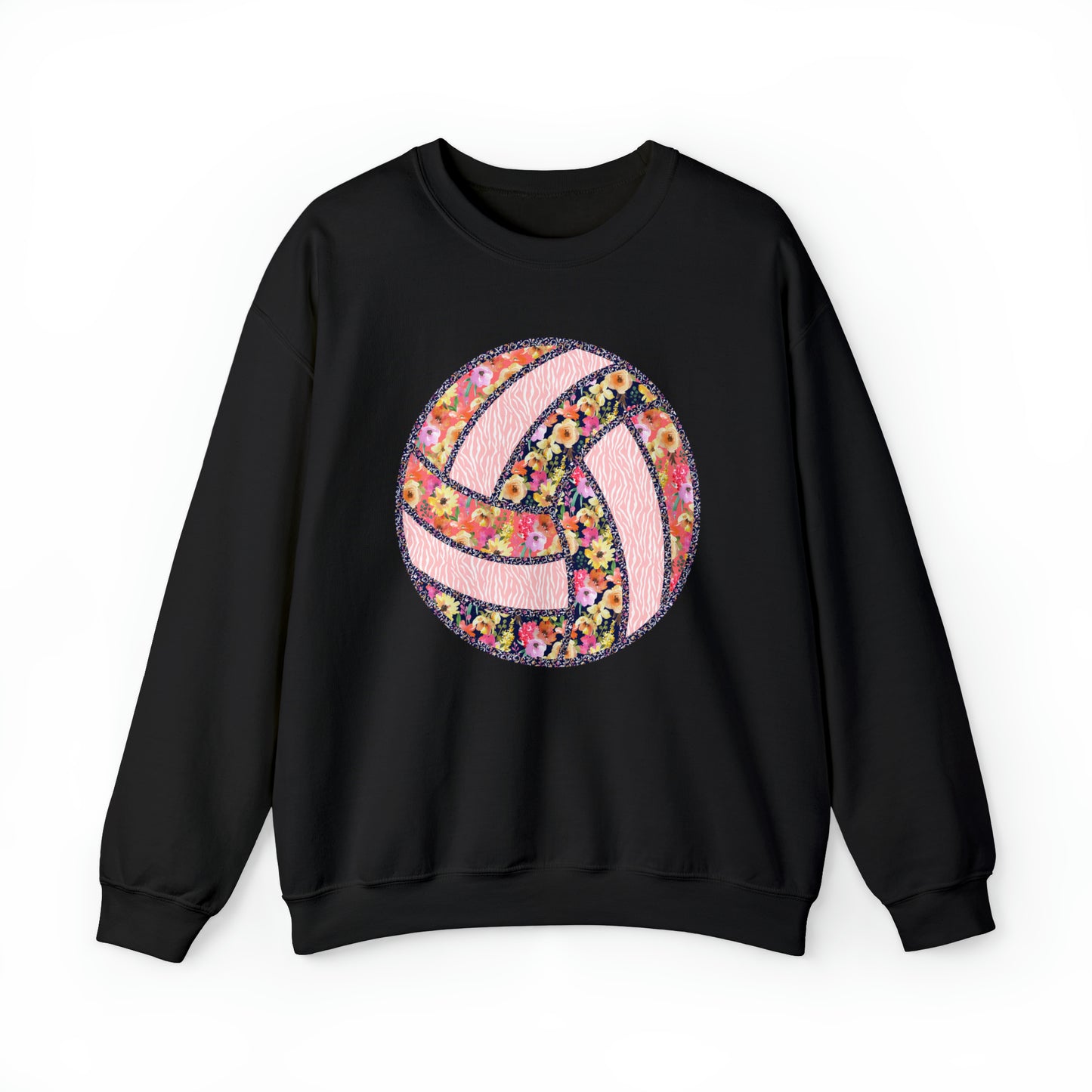 Floral Patchwork Volleyball Heavy Blend™ Crewneck Sweatshirt
