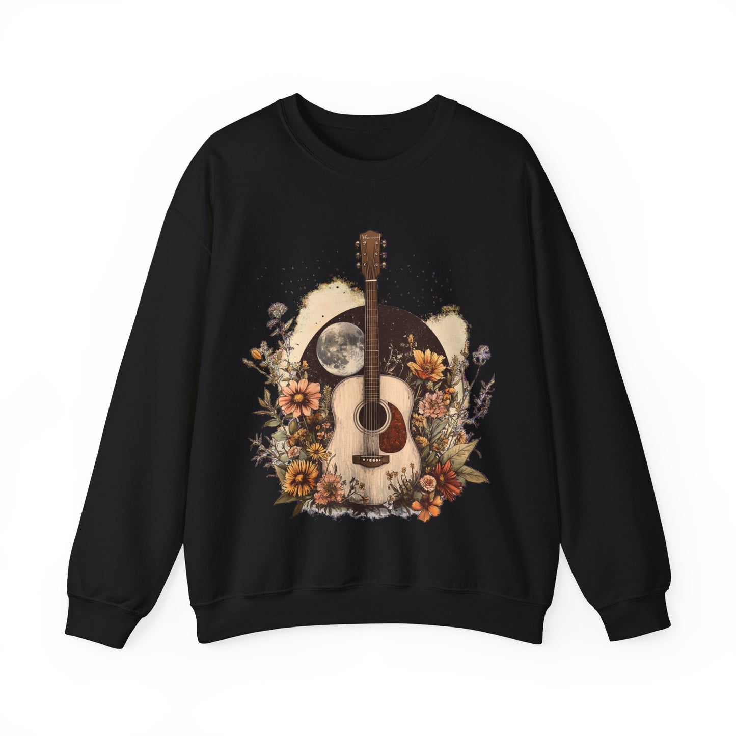 Moon and Guitar Heavy Blend™ Crewneck Sweatshirt