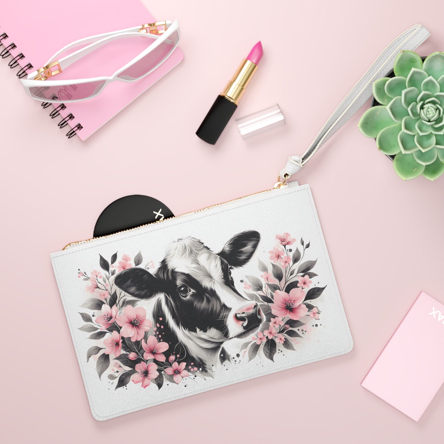 Floral Cow Clutch Bag
