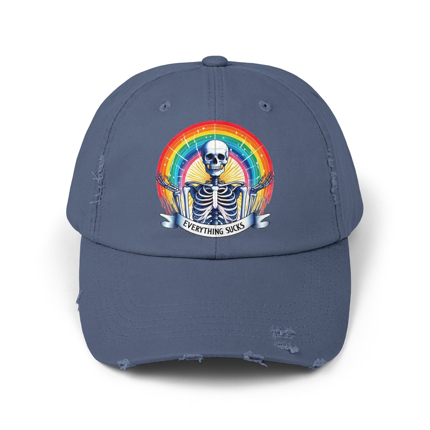 Everything Sucks Skellie Distressed Cap
