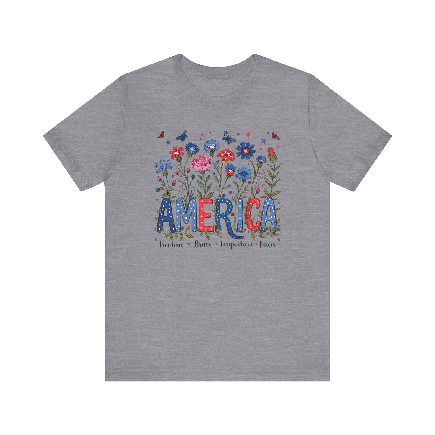 America Flowers Jersey Short Sleeve Tee