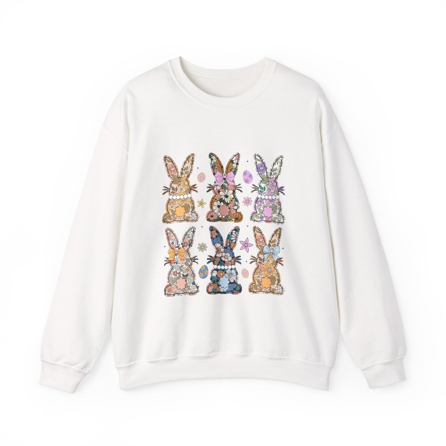Floral Bunnies Heavy Blend™ Crewneck Sweatshirt