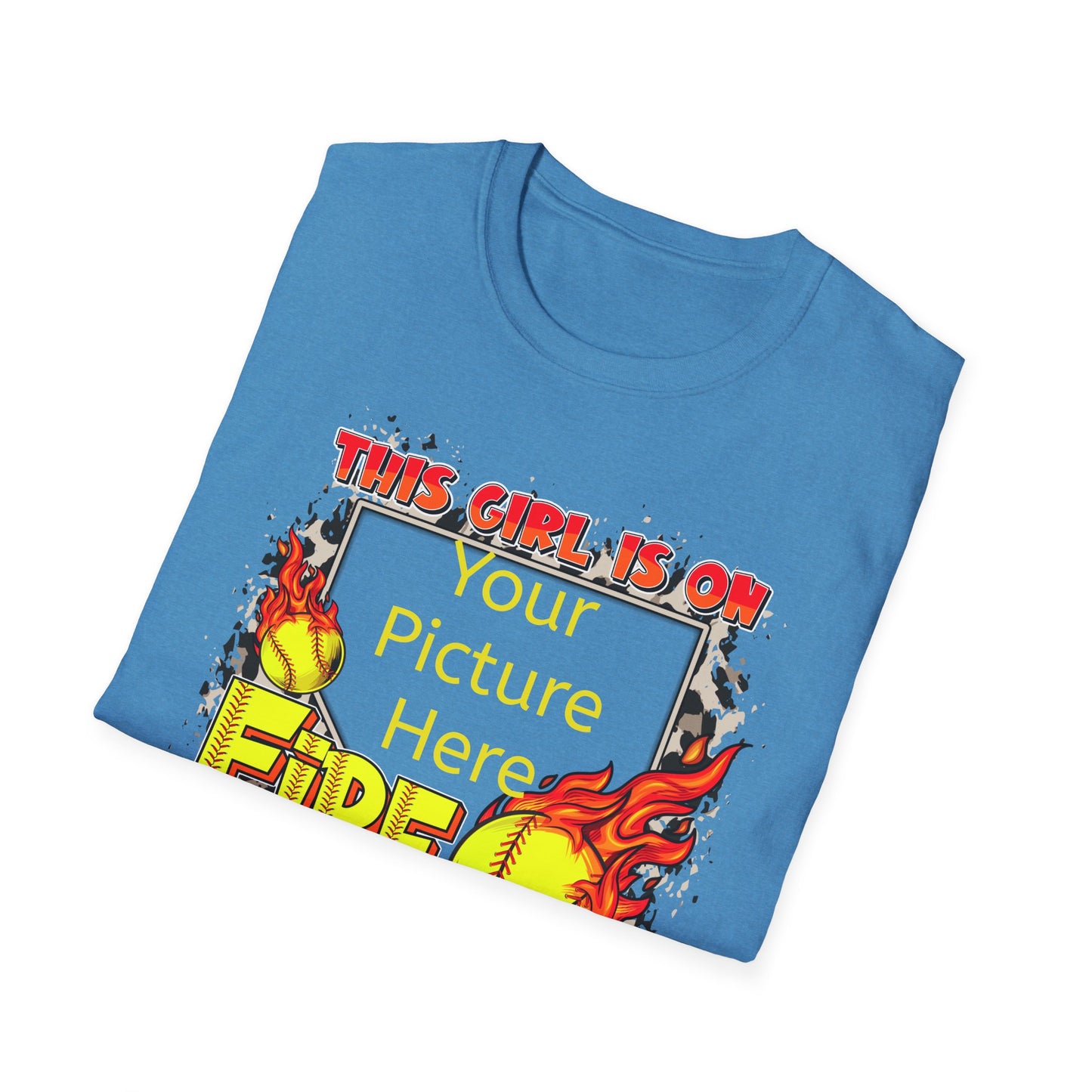Custom Softball This Girl Is On Fire Softstyle T-Shirt