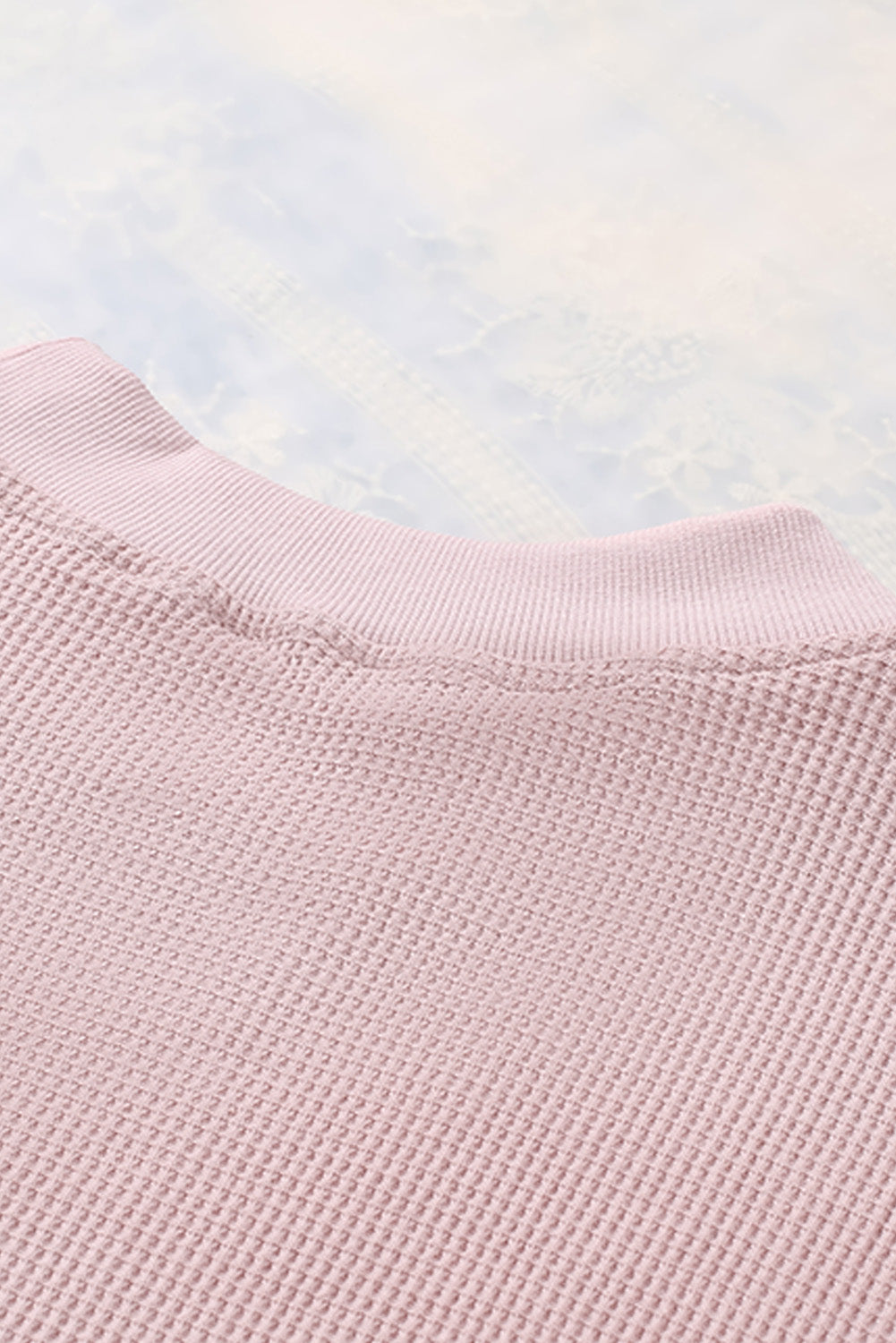 Waffle Knit Crew Neck Casual Long Sleeve Top