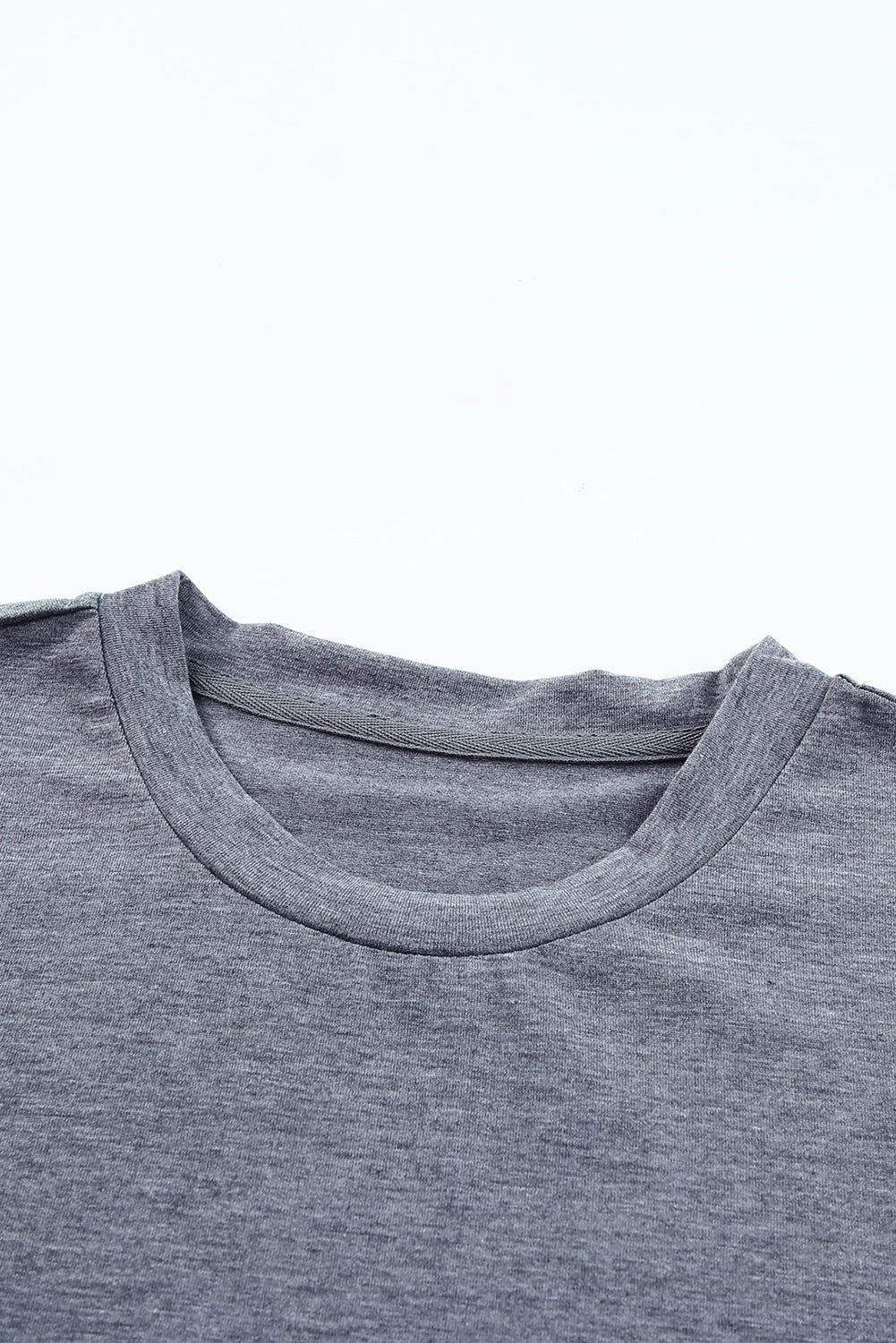 White Round Neck Rolled Sleeve Plus Size T-shirt