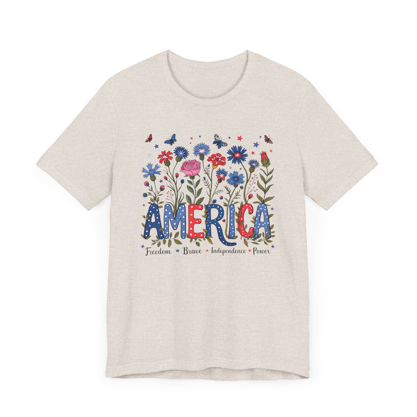 America Flowers Jersey Short Sleeve Tee
