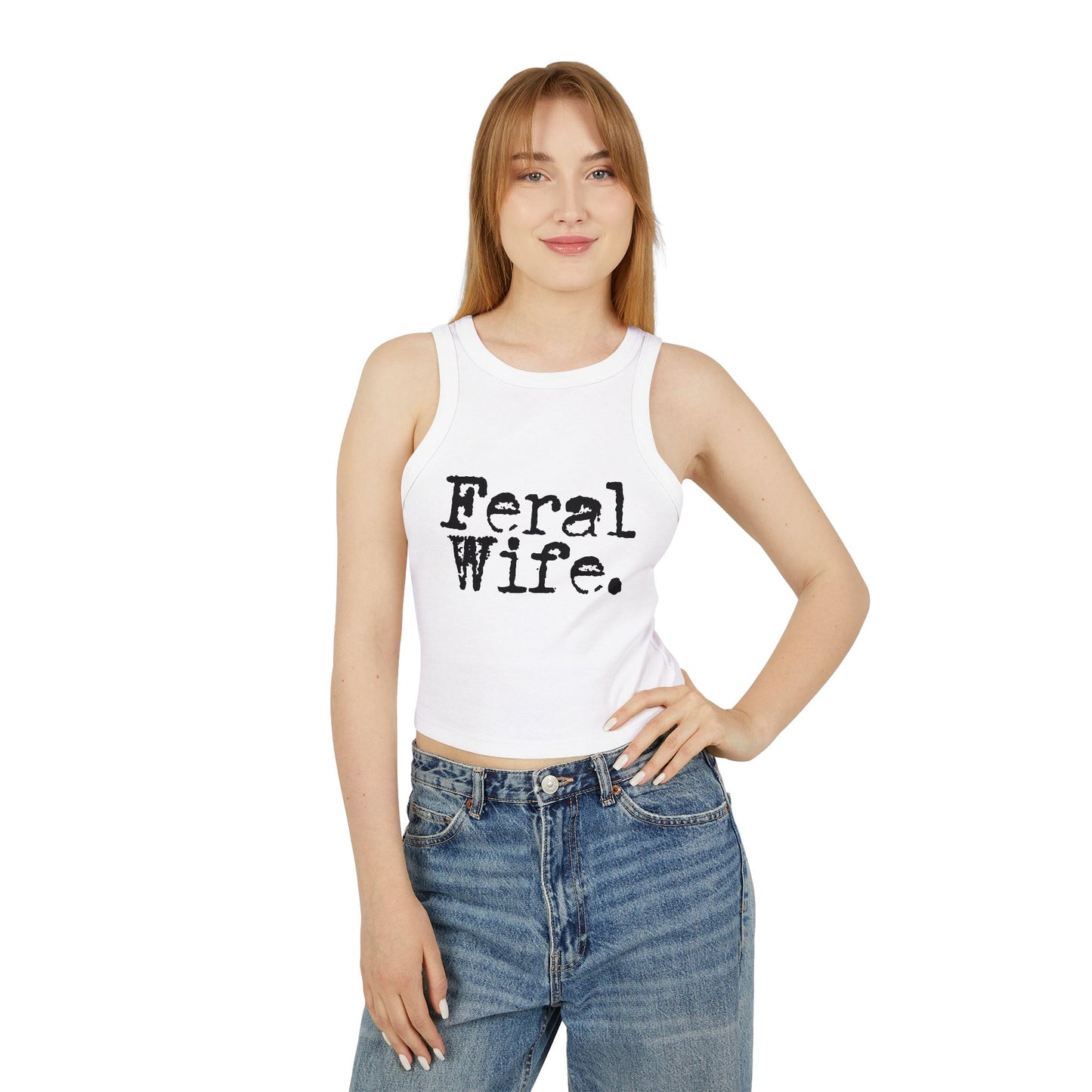 Feral Wife Women's Micro Rib Racer Tank Top